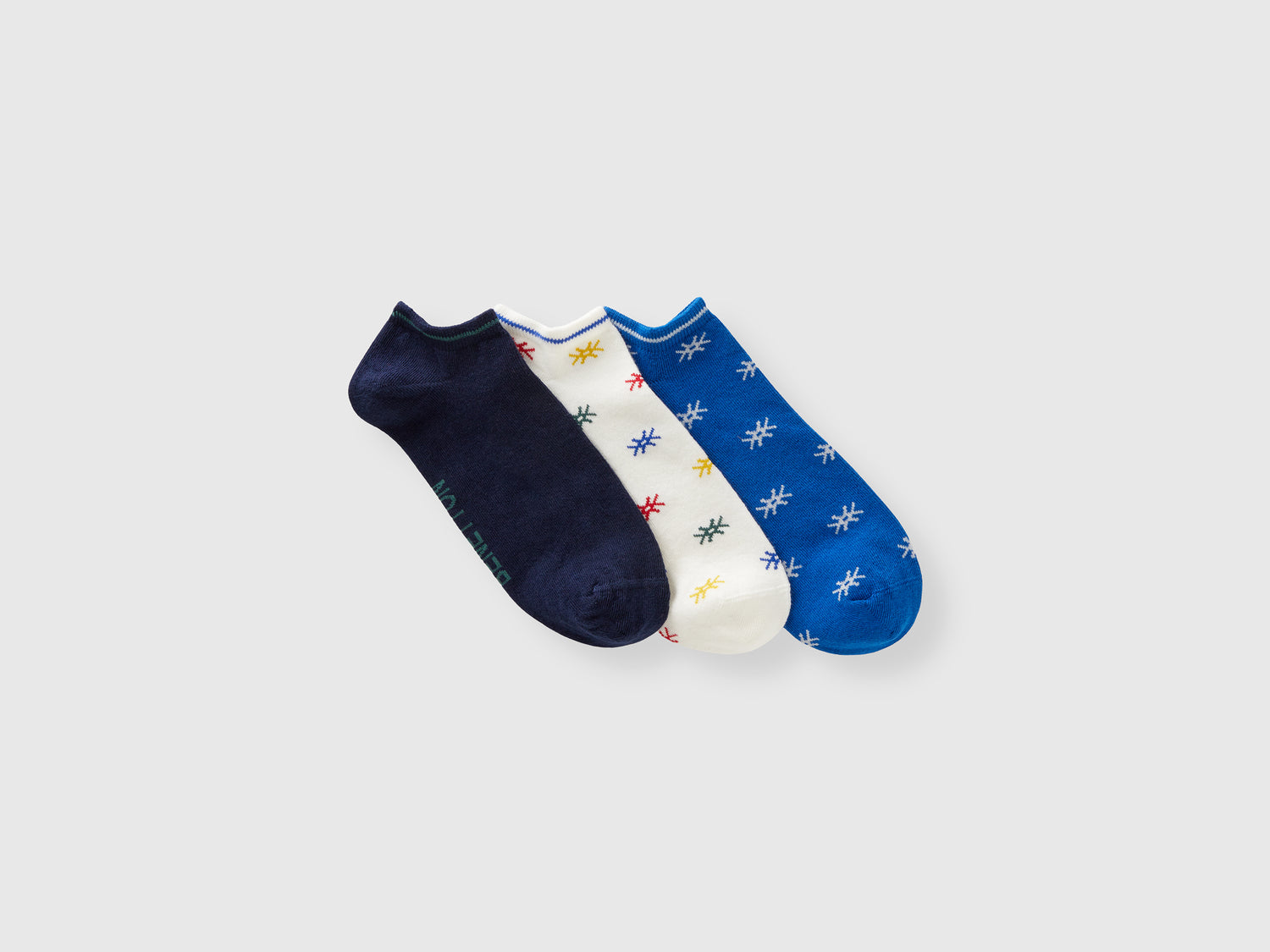 Tre paia di calzini corti con logo da uomo multi-color | Benetton Outlet
