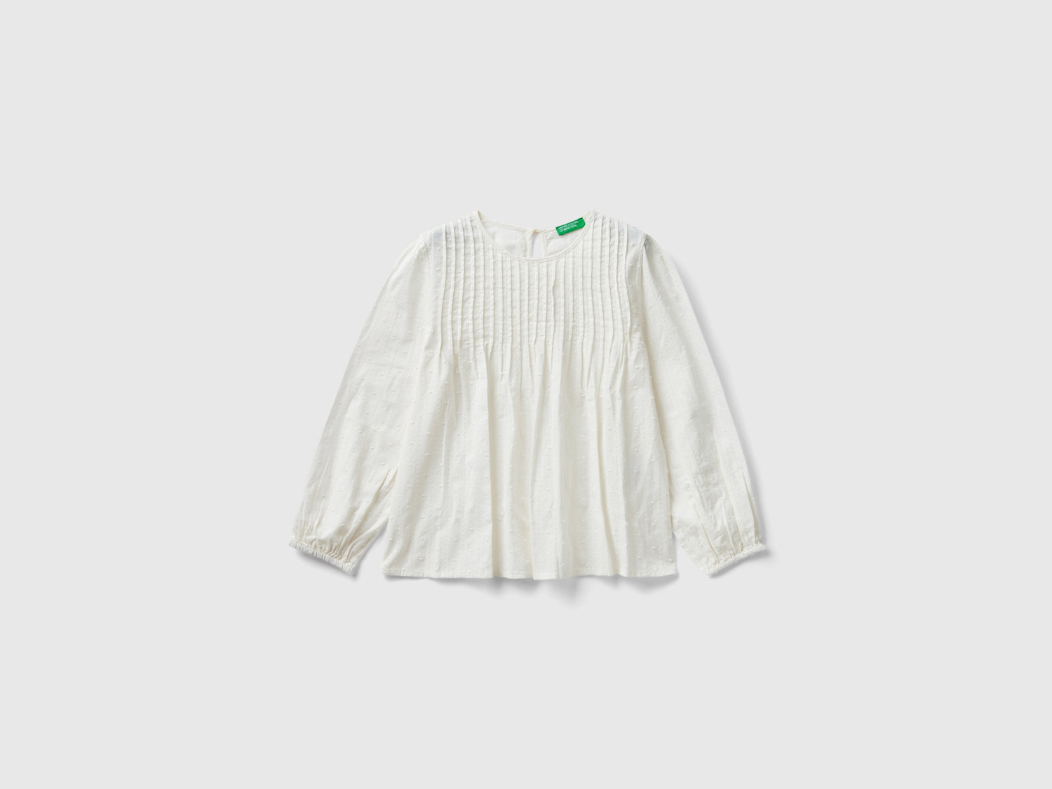 Blusa leggera in puro cotone da bambina bianco panna | Benetton Outlet