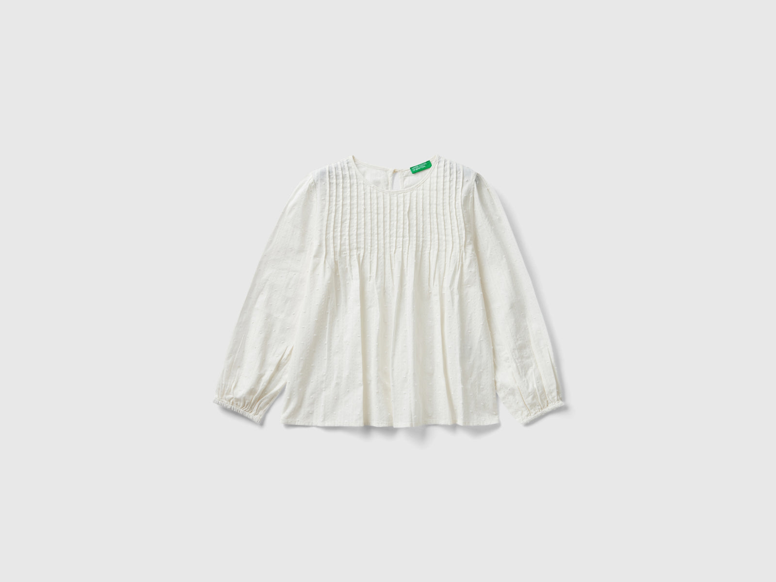 Blusa leggera in puro cotone da bambina bianco panna | Benetton Outlet