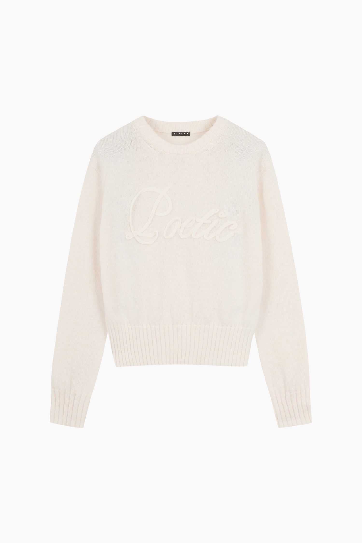 Maglia con intarsio lettering da donna bianco panna | Sisley Outlet