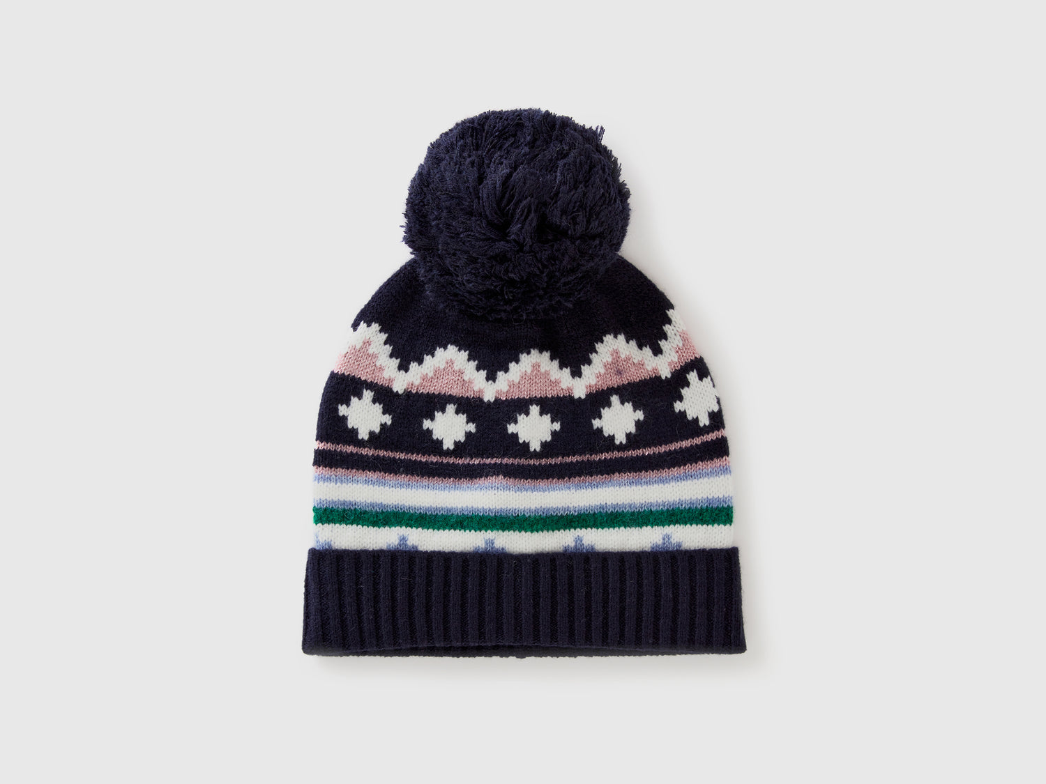 Cappello jacquard con lurex da donna blu scuro | Benetton Outlet