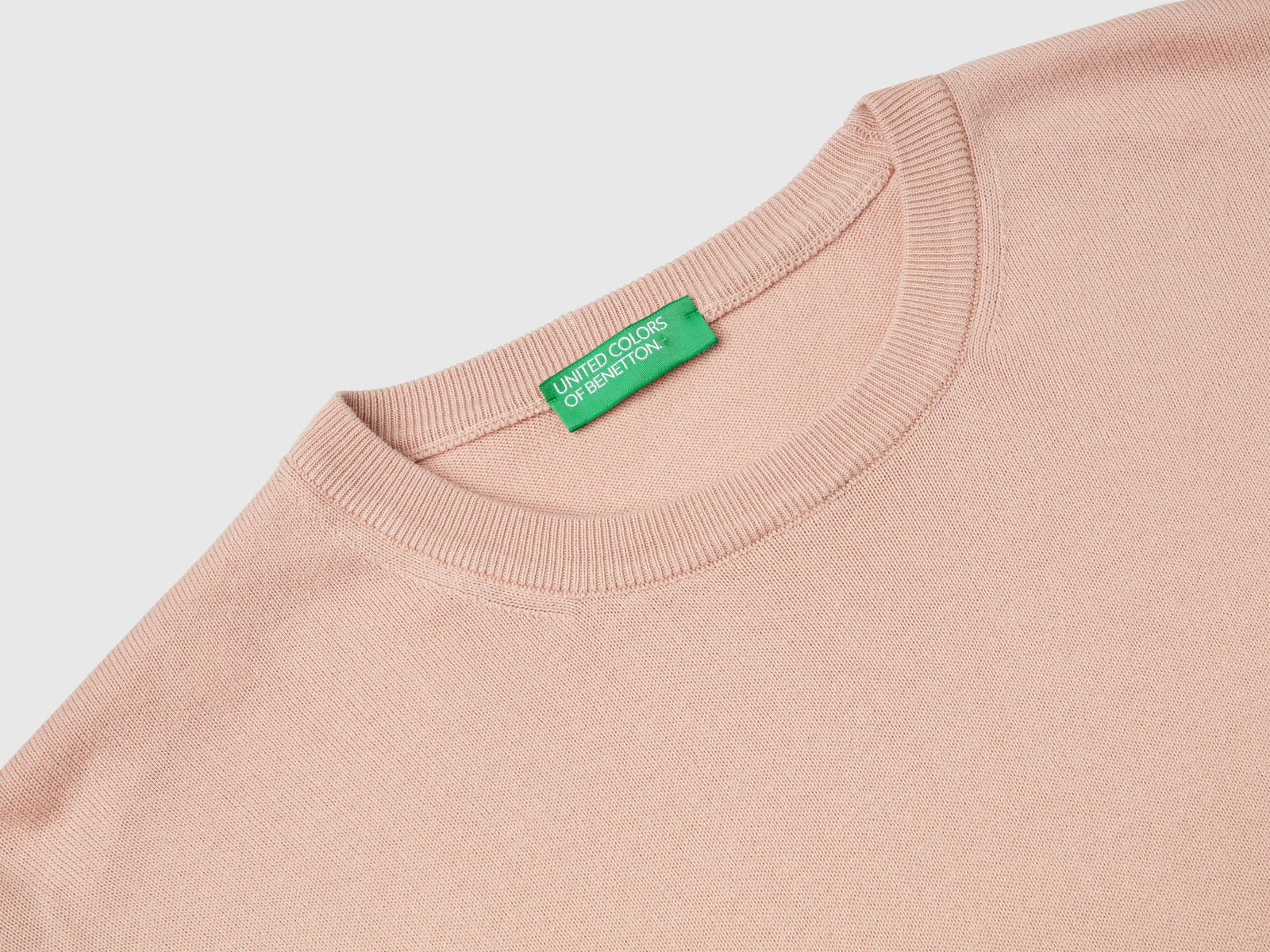 Maglia girocollo 100% cotone da uomo rosa tenue 3 | Benetton Outlet