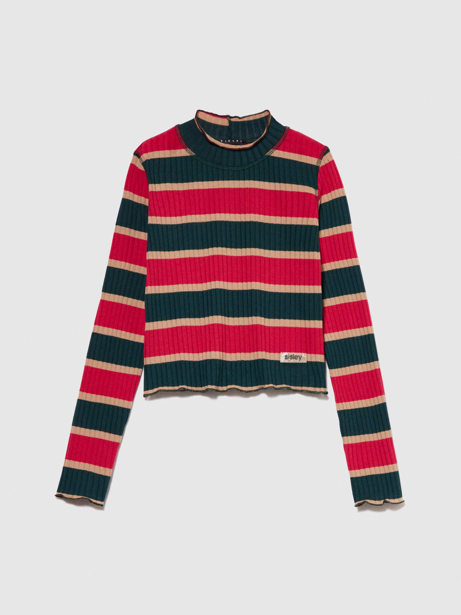 T-shirt lupetto a righe da bambina multi-color | Sisley young Outlet