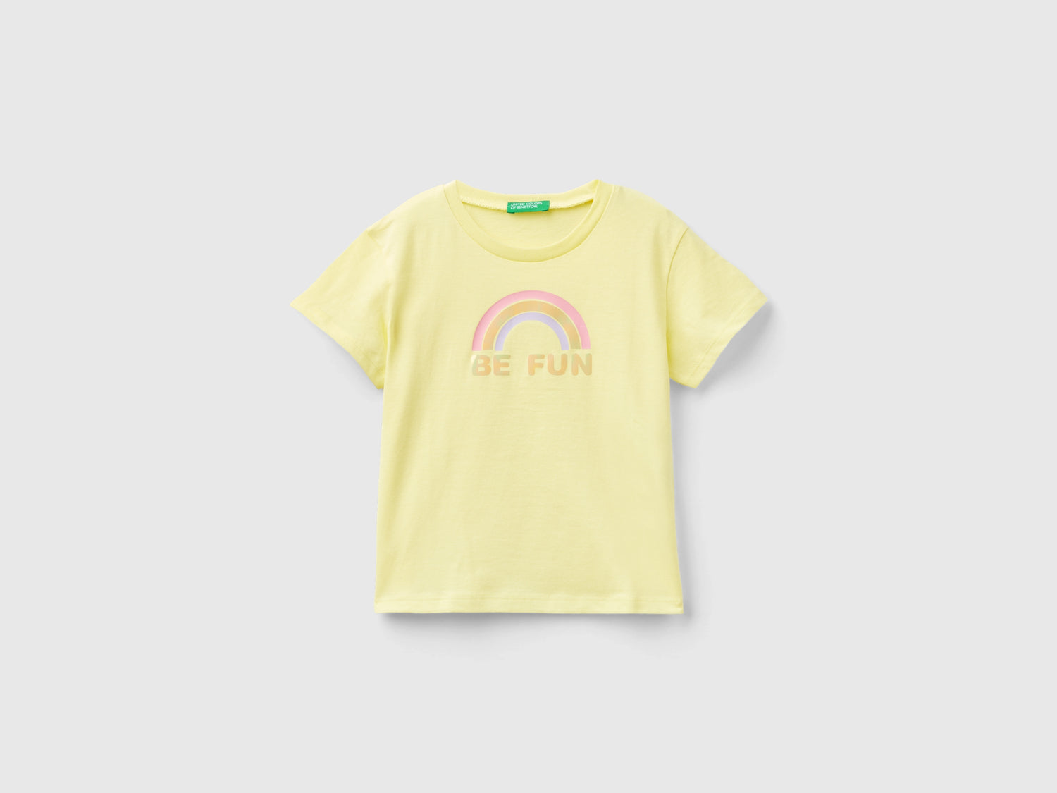 T-shirt boxy fit con dettagli laminati da bimba giallo | Benetton Outlet