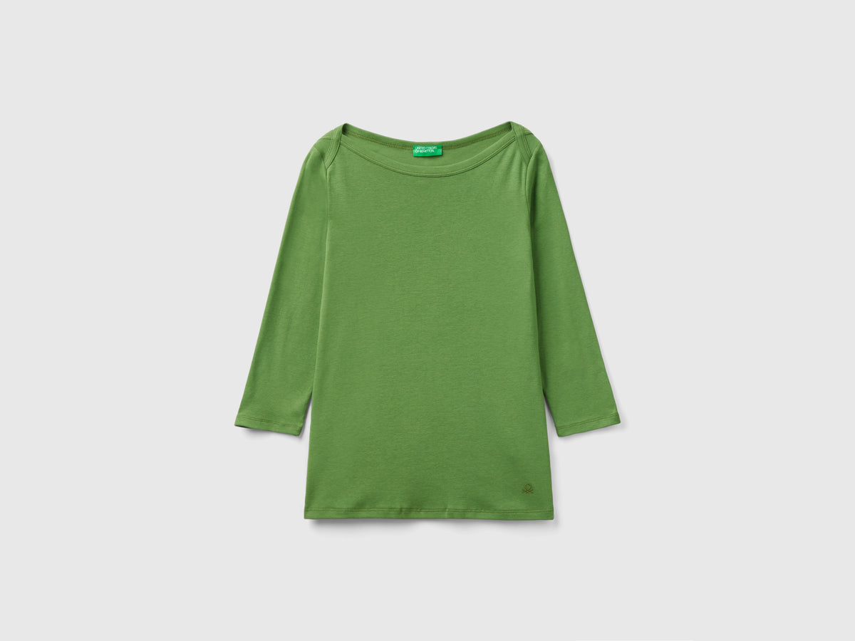 T-shirt con scollo a barchetta 100% cotone