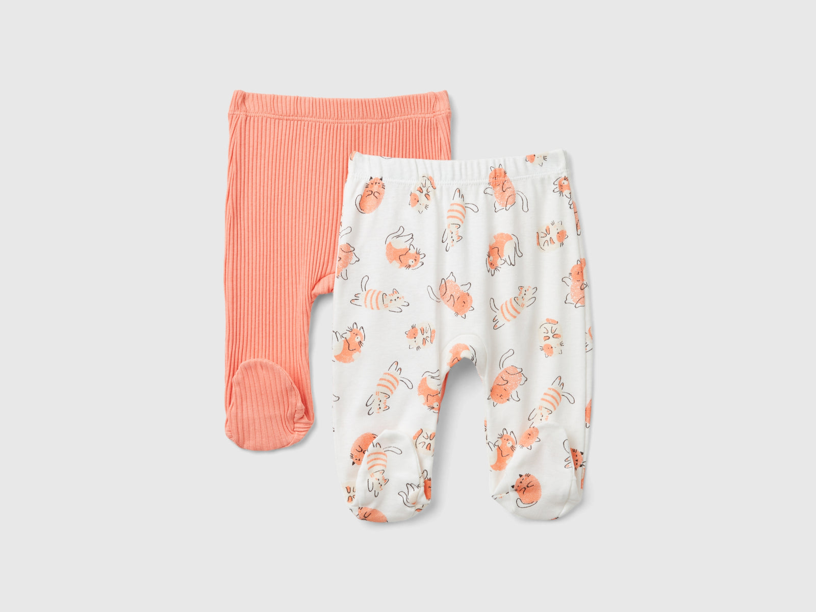Due pantaloni in cotone bio da neonato multi-color | Benetton Outlet