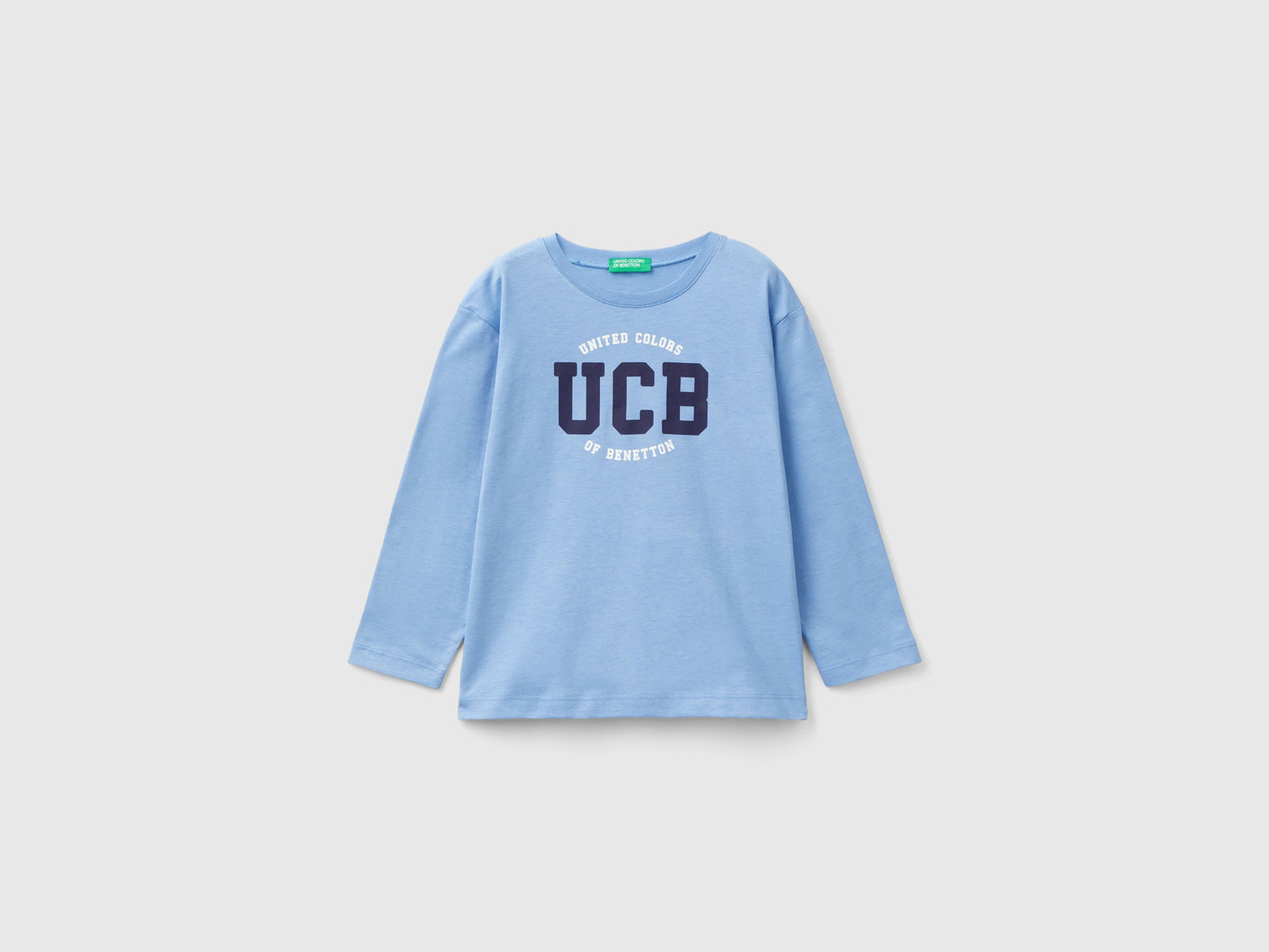 T-shirt manica lunga in cotone bio da bimbo azzurro | Benetton Outlet