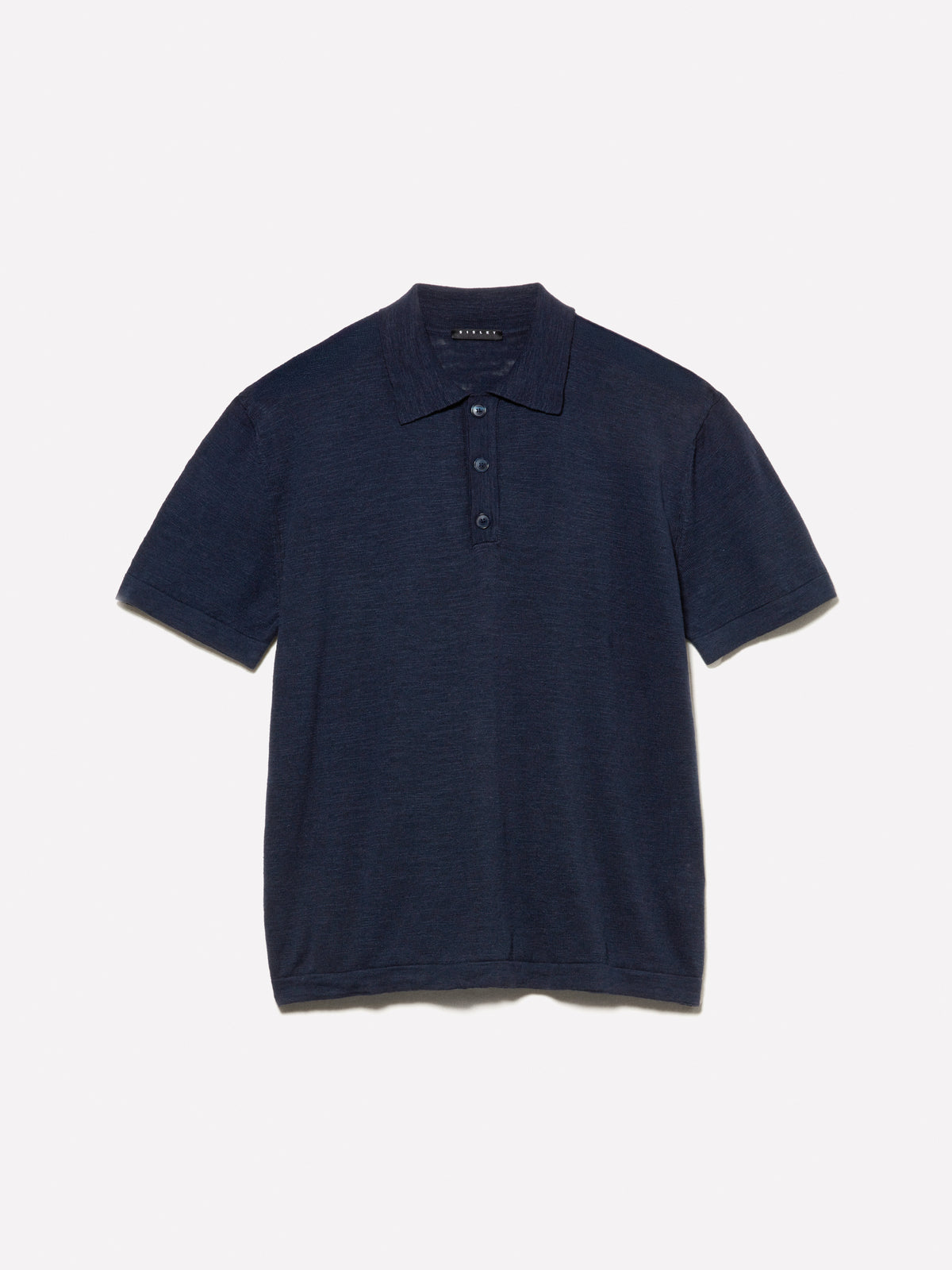 Regular fit blue linen blend polo shirt