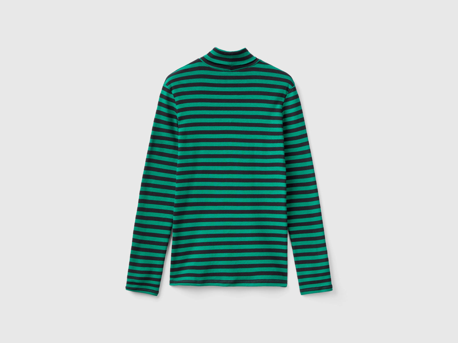 T-shirt lupetto a righe da donna verde 2 | Benetton Outlet