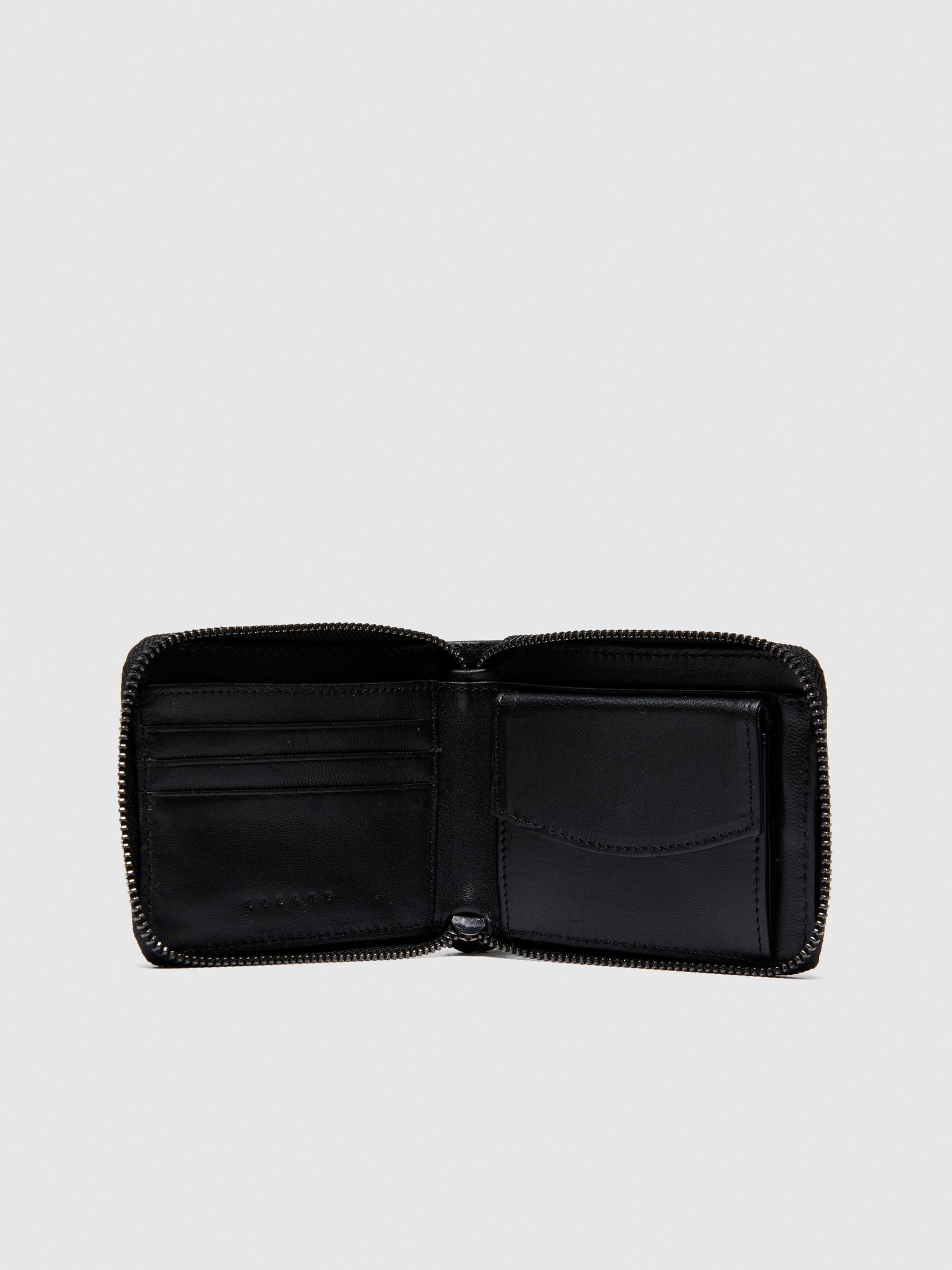 Portafogli in pelle con zip da uomo nero 2 | Sisley Outlet
