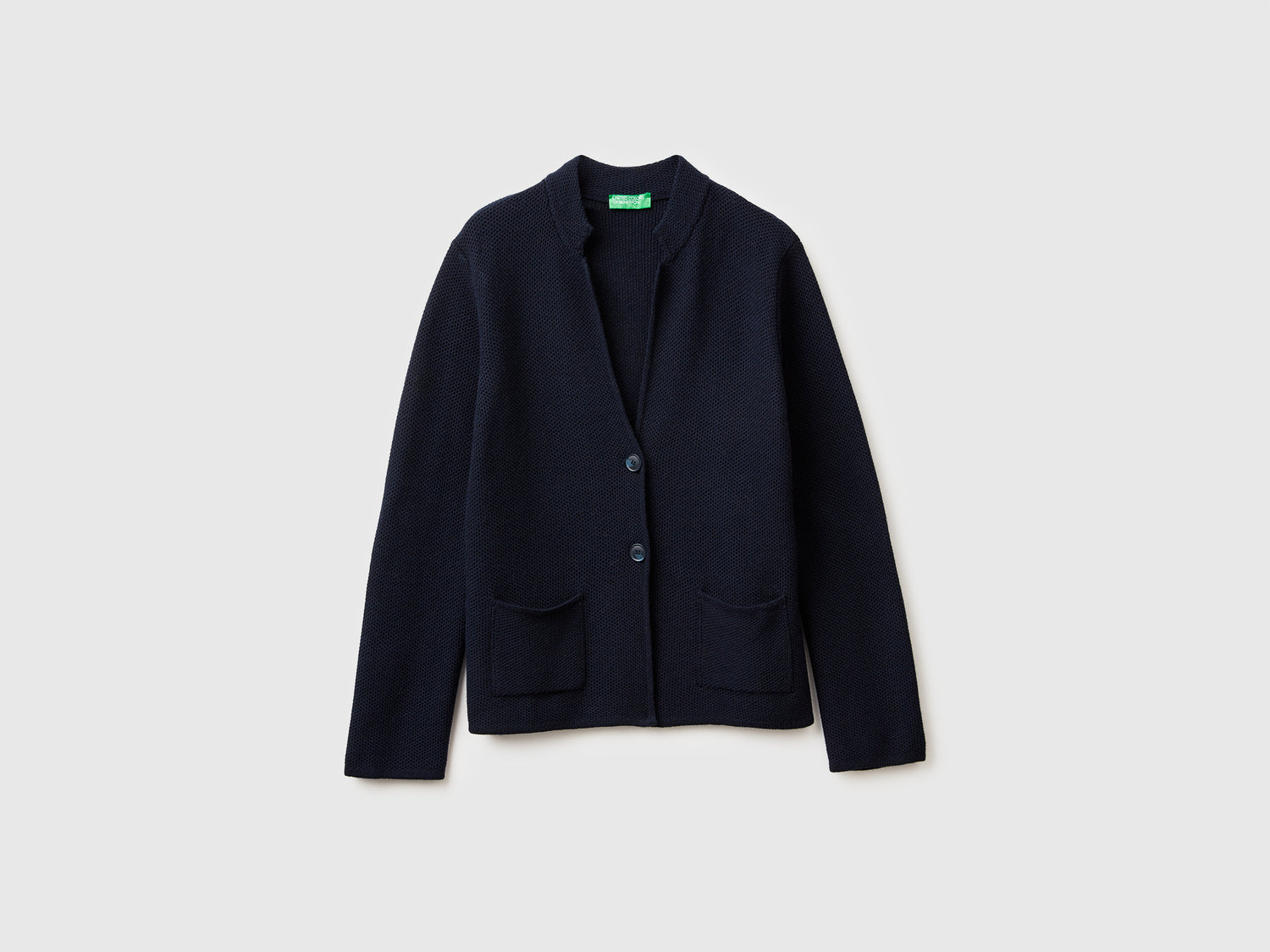 Giacca in maglia misto lana e cashmere da donna blu scuro | Benetton Outlet