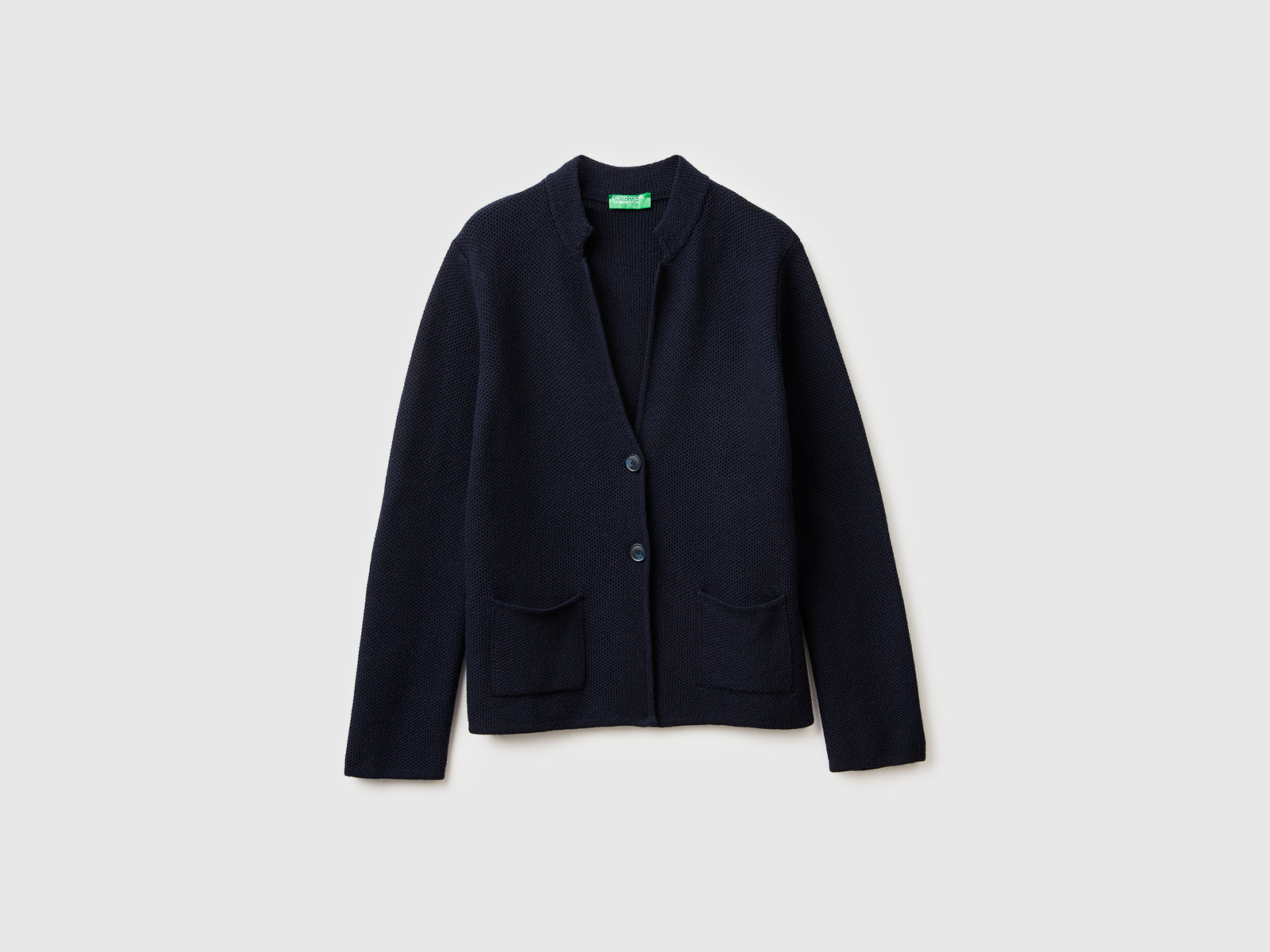 Giacca in maglia misto lana e cashmere da donna blu scuro | Benetton Outlet