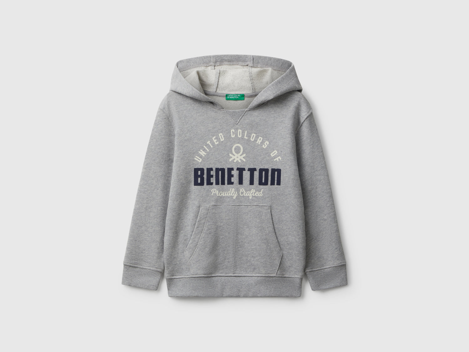 Felpa con tasca e cappuccio da bimbo grigio chiaro | Benetton Outlet
