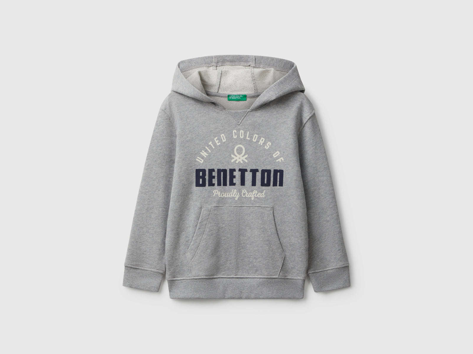 Felpa con tasca e cappuccio da bimbo grigio chiaro | Benetton Outlet