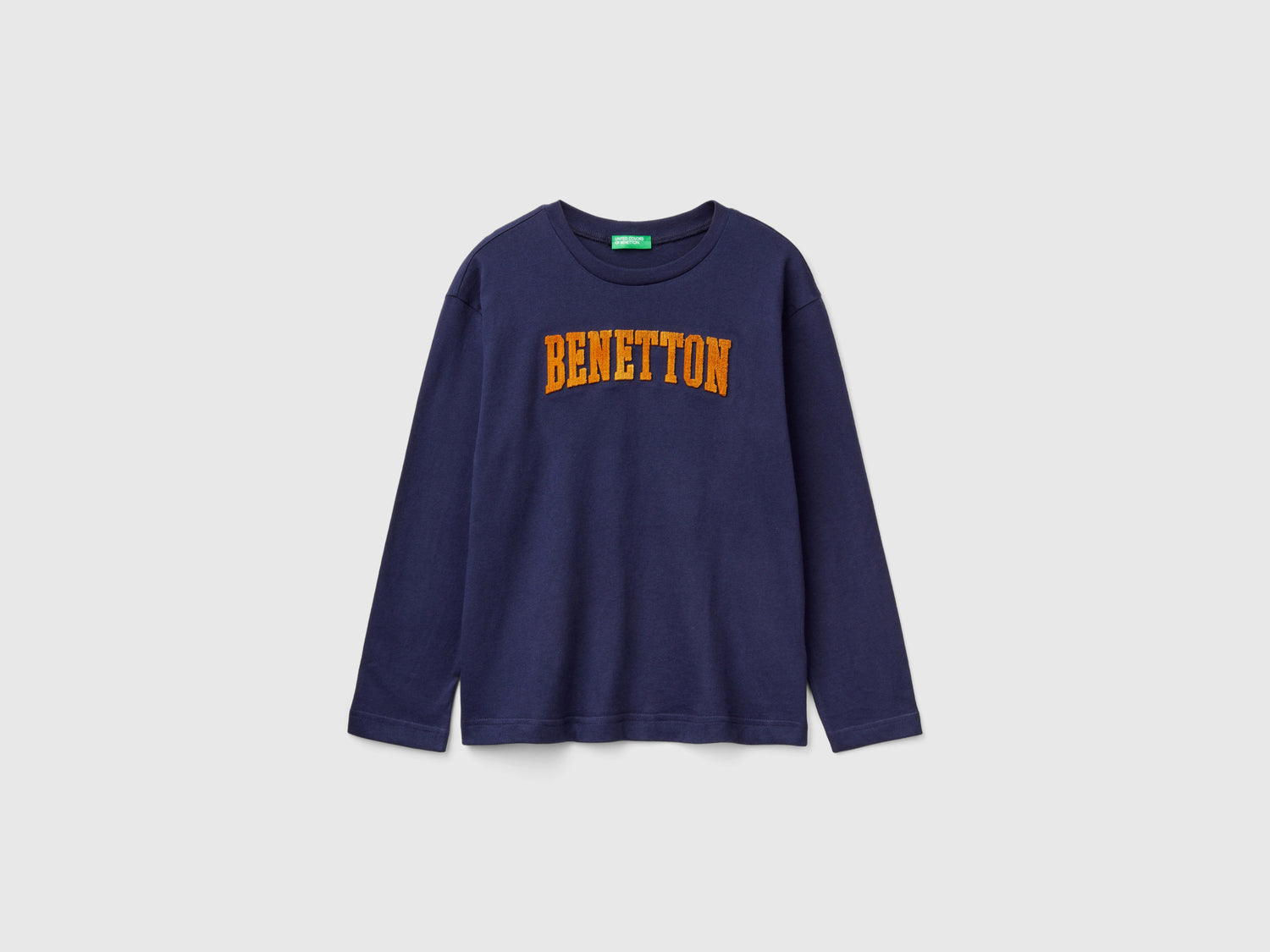 T-shirt con ricamo logo da bambino blu scuro | Benetton Outlet