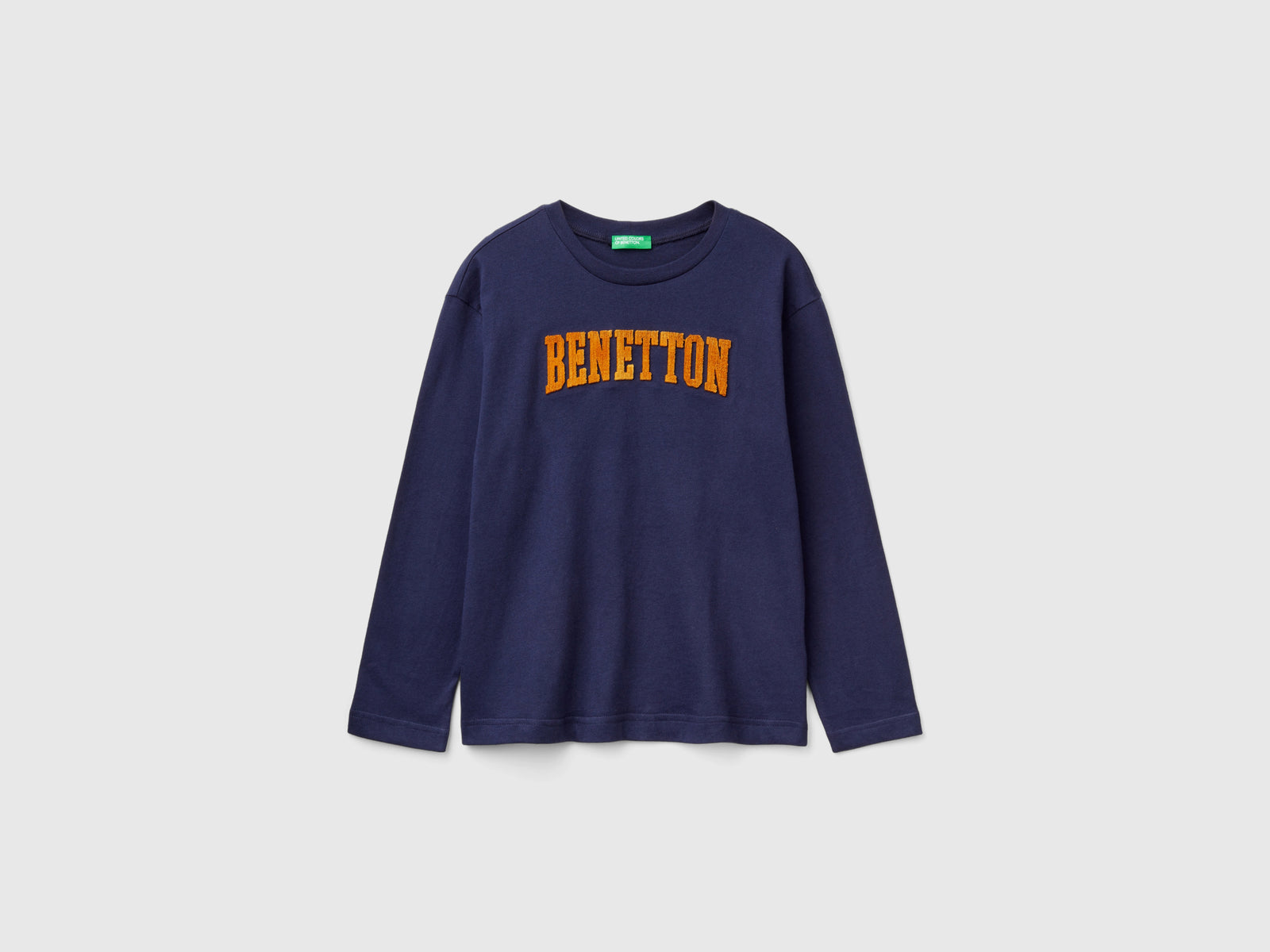 T-shirt con ricamo logo da bambino blu scuro | Benetton Outlet
