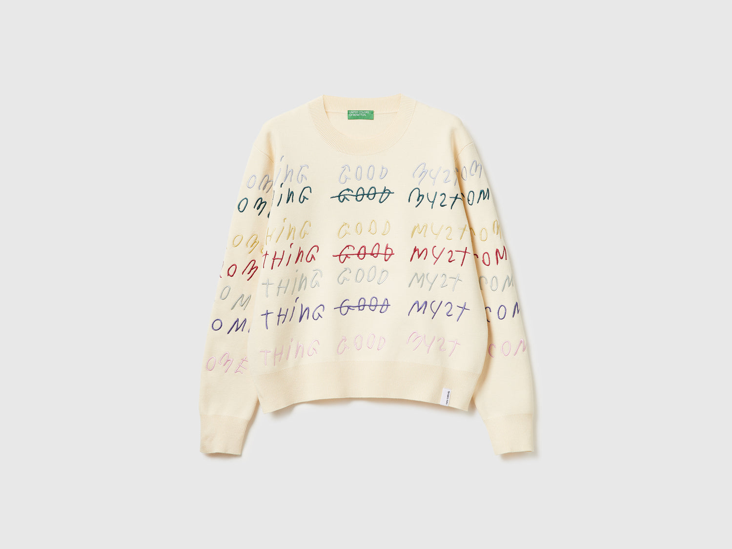 Maglia con ricamo Coco Capitán da donna bianco panna | Benetton Outlet