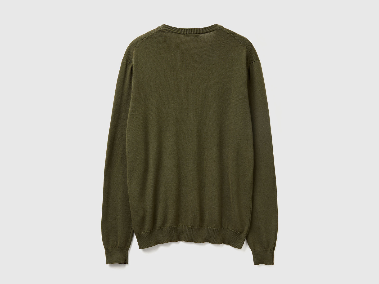 Maglia girocollo 100% cotone da uomo verde scuro 2 | Benetton Outlet