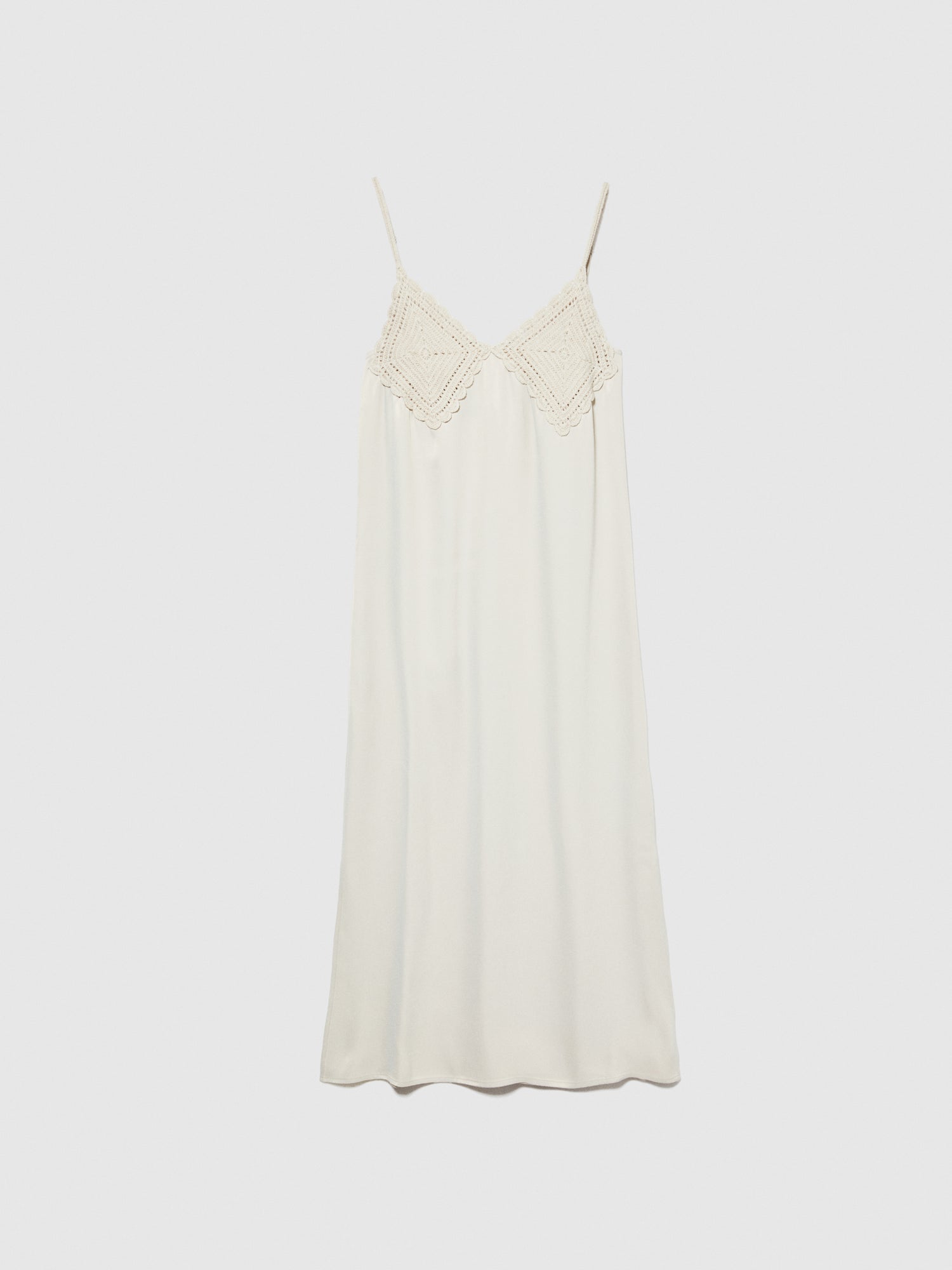Vestito in satin con uncinetto da donna bianco panna | Sisley Outlet