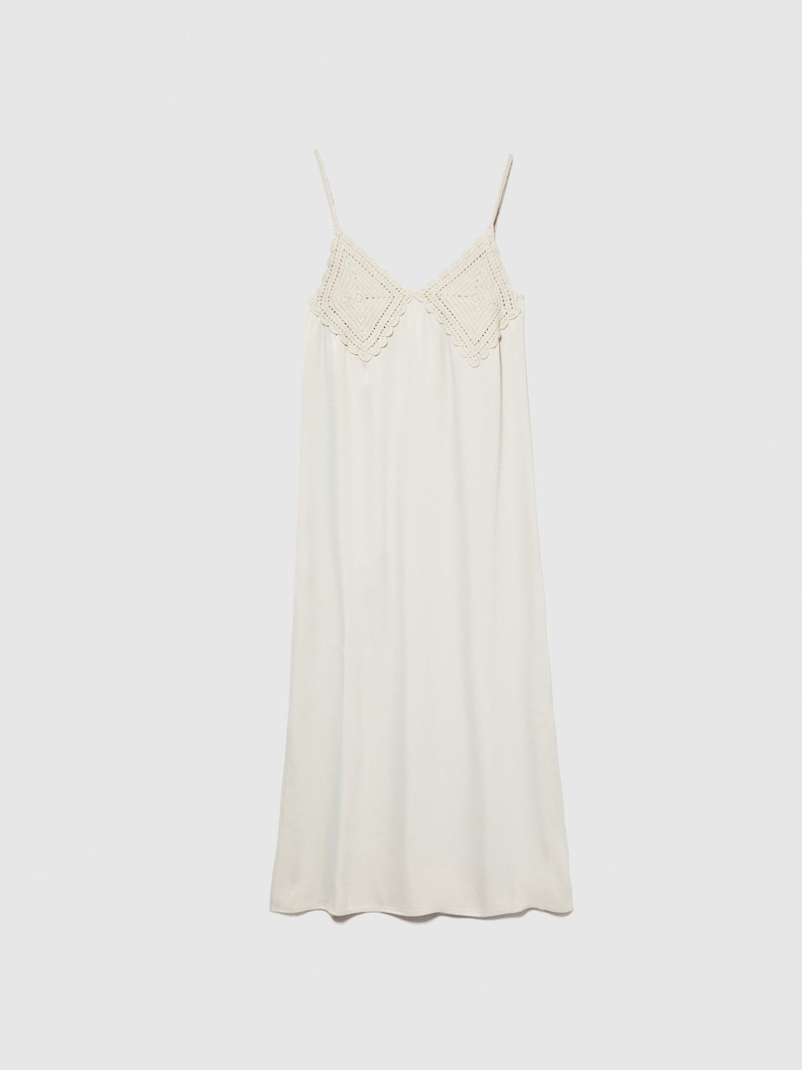 Vestito in satin con uncinetto da donna bianco panna | Sisley Outlet