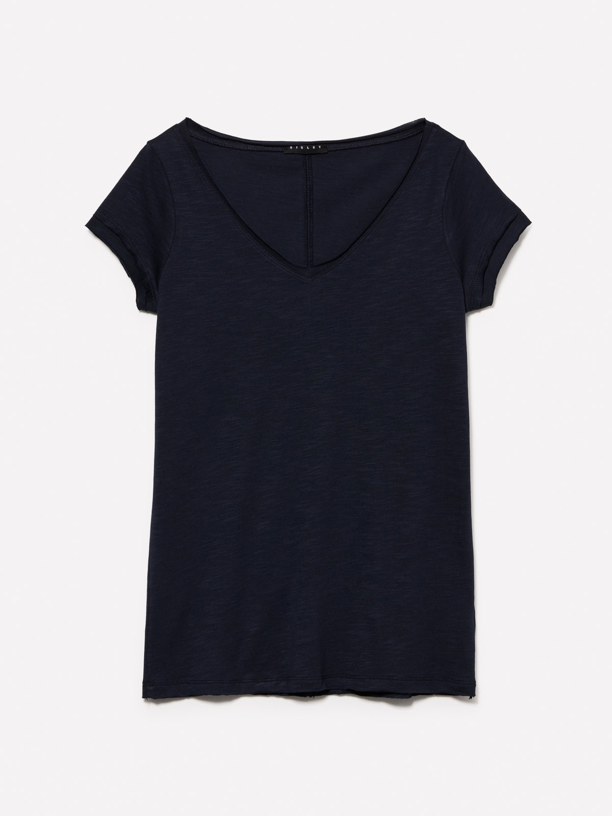 T-shirt con scollo a V e taglio a vivo
