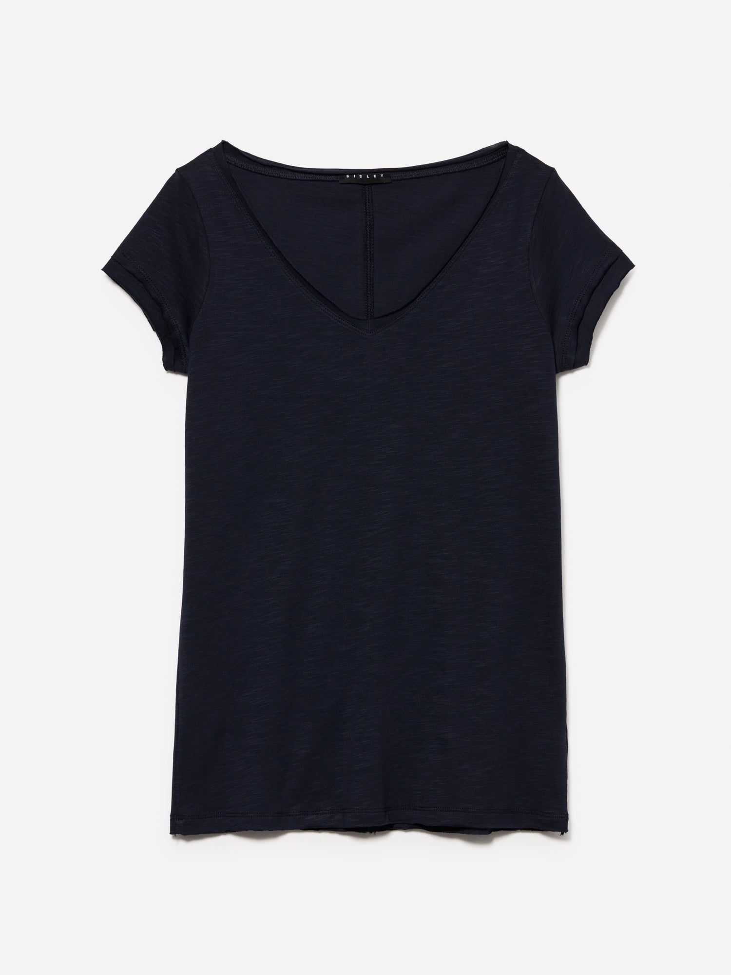 T-shirt con scollo a V e taglio a vivo da donna blu scuro | Sisley Outlet