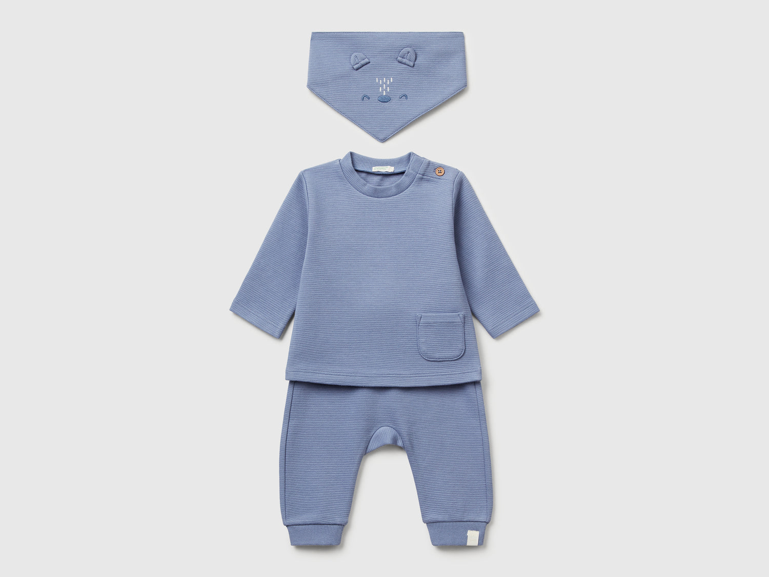 Set in puro cotone da neonato celeste | Benetton Outlet