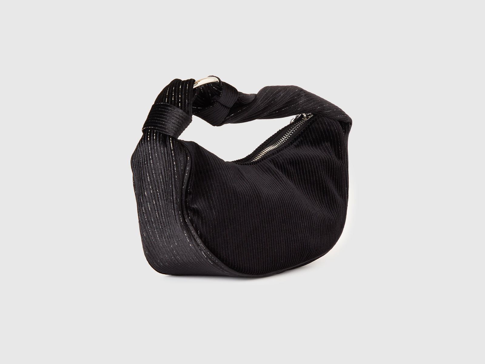 Borsa hobo in velluto con lurex da donna nero 2 | Benetton Outlet