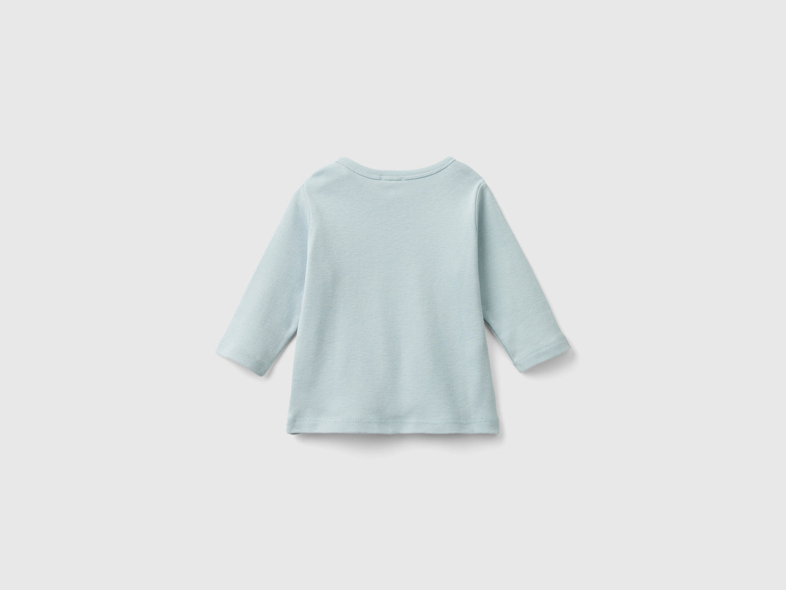 100% organic cotton long-sleeved T-shirt da neonato verde acqua 2 | Benetton Outlet