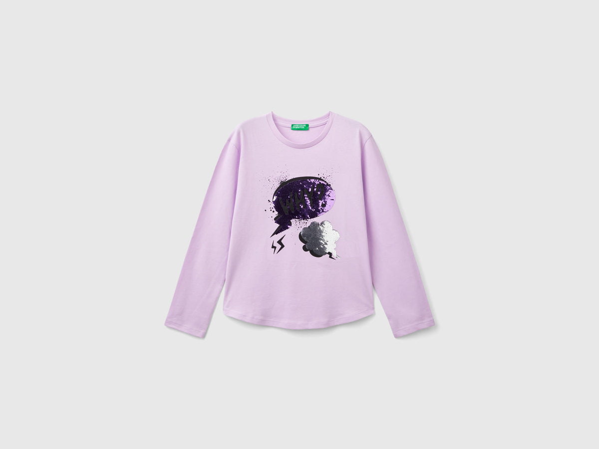 Maglietta con paillettes in cotone bio