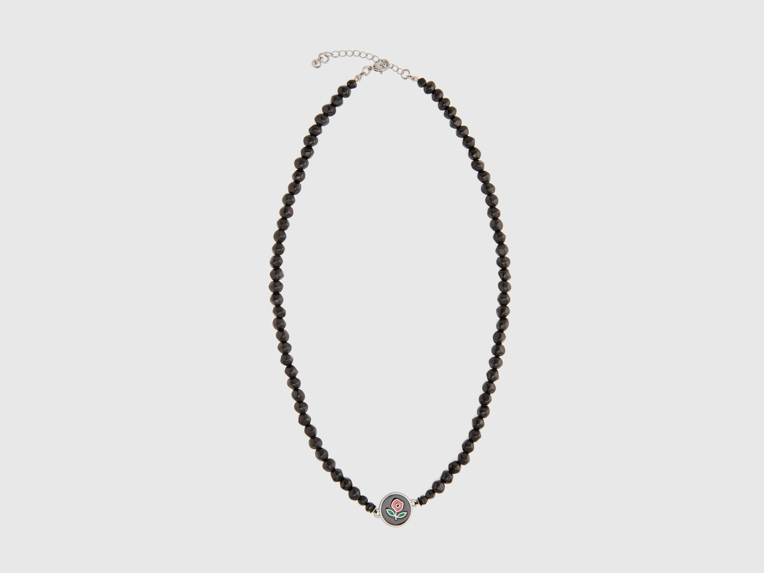 Collana di perle con fiore rosa da donna nero | Benetton Outlet
