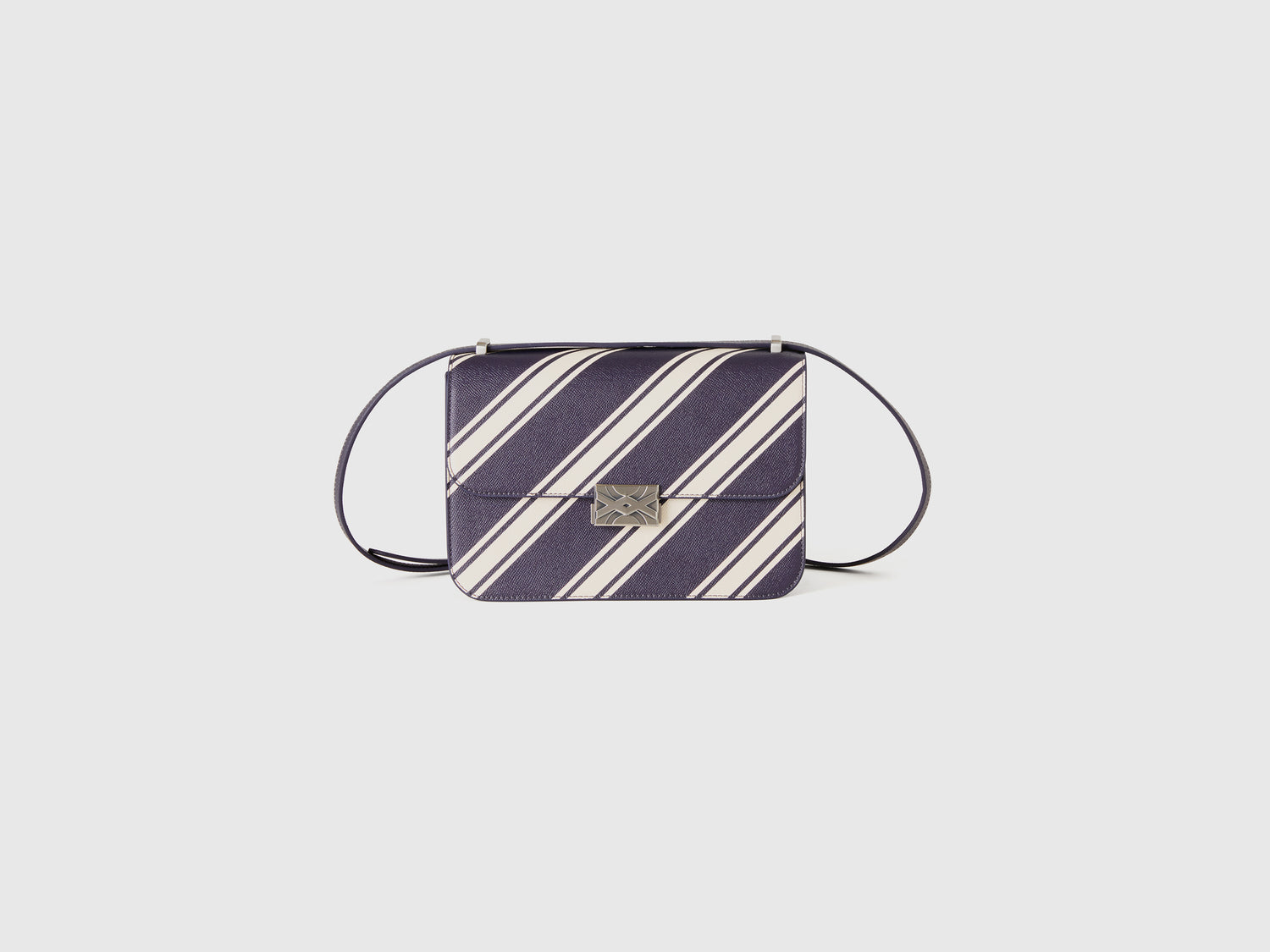 Borsa a righe regimental da donna blu scuro | Benetton Outlet