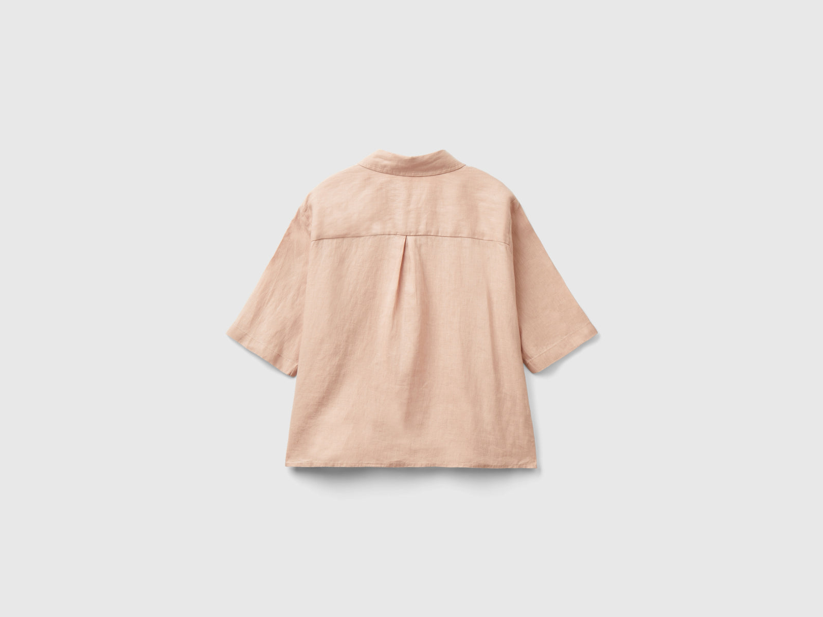 Camicia corta in puro lino da donna rosa tenue 2 | Benetton Outlet
