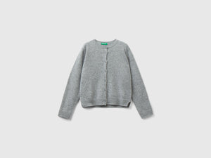 Cardigan girocollo con logo in strass