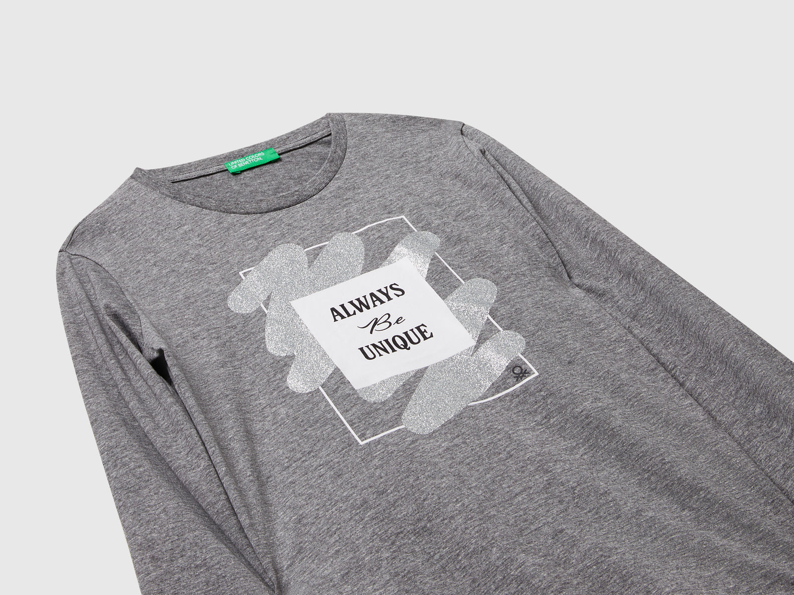 Maglietta con stampa glitter da bambina grigio scuro 3 | Benetton Outlet