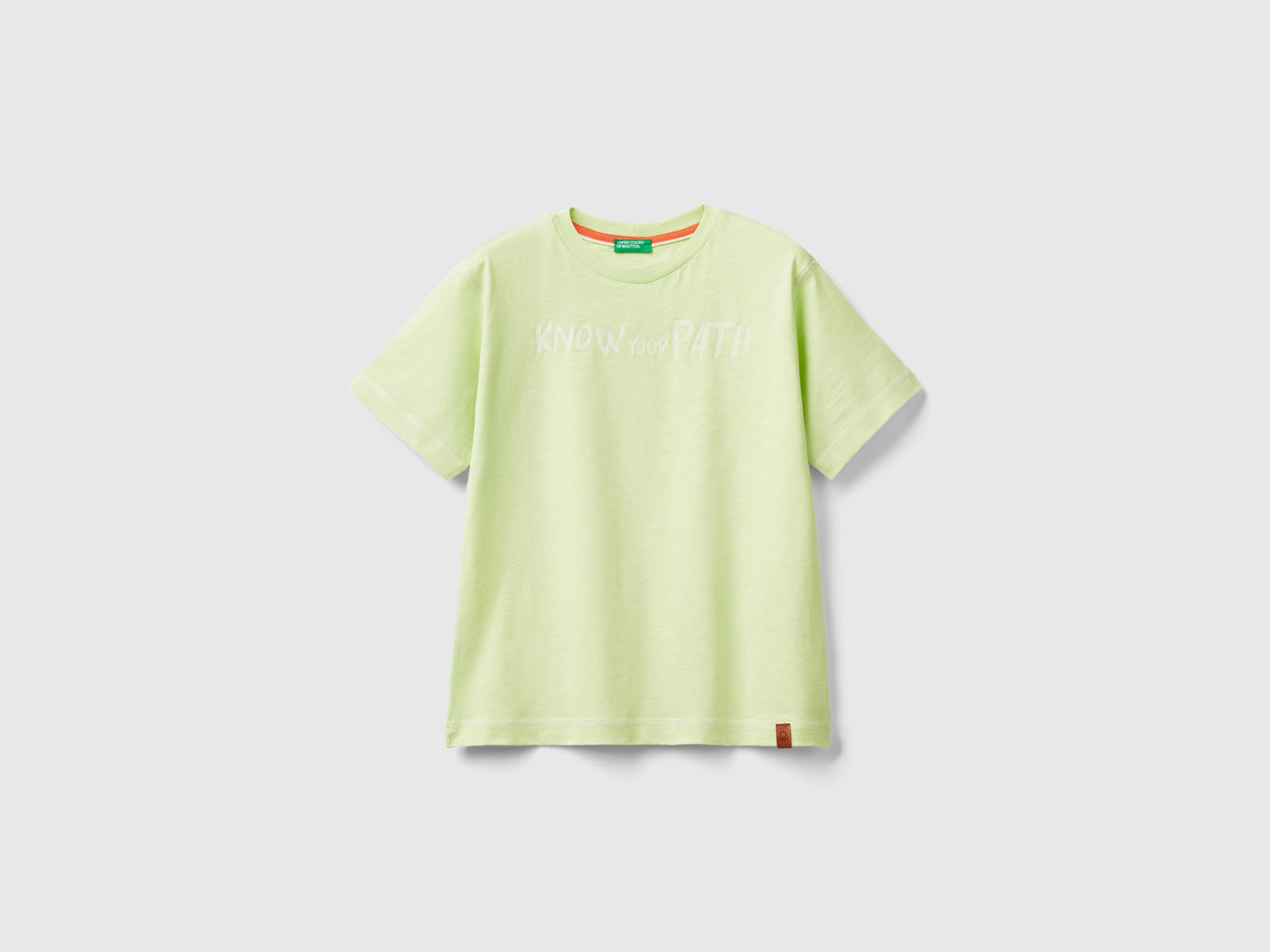 Maglietta con stampa fotografica da bambino verde chiaro | Benetton Outlet