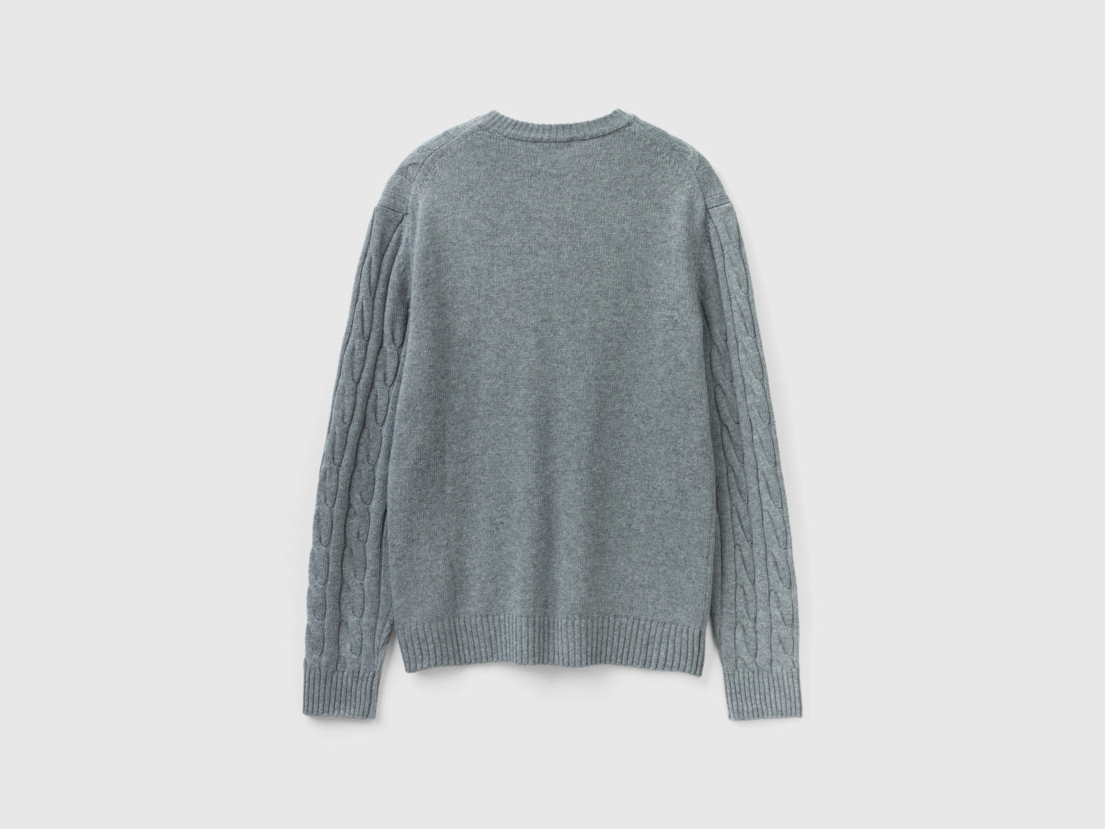 Maglia a trecce in misto cashmere da uomo grigio 2 | Benetton Outlet