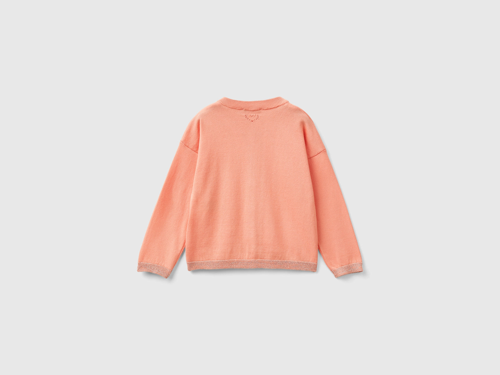 Cardigan con lurex in puro cotone da bimba pesca 2 | Benetton Outlet