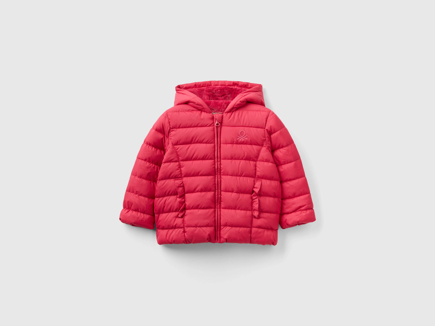 Giubbotto imbottito con rouches da bimba ciclamino | Benetton Outlet