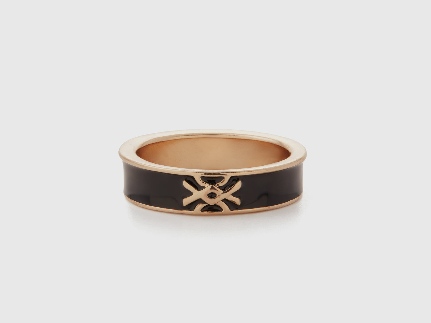 Anello a fascia con logo da donna nero | Benetton Outlet