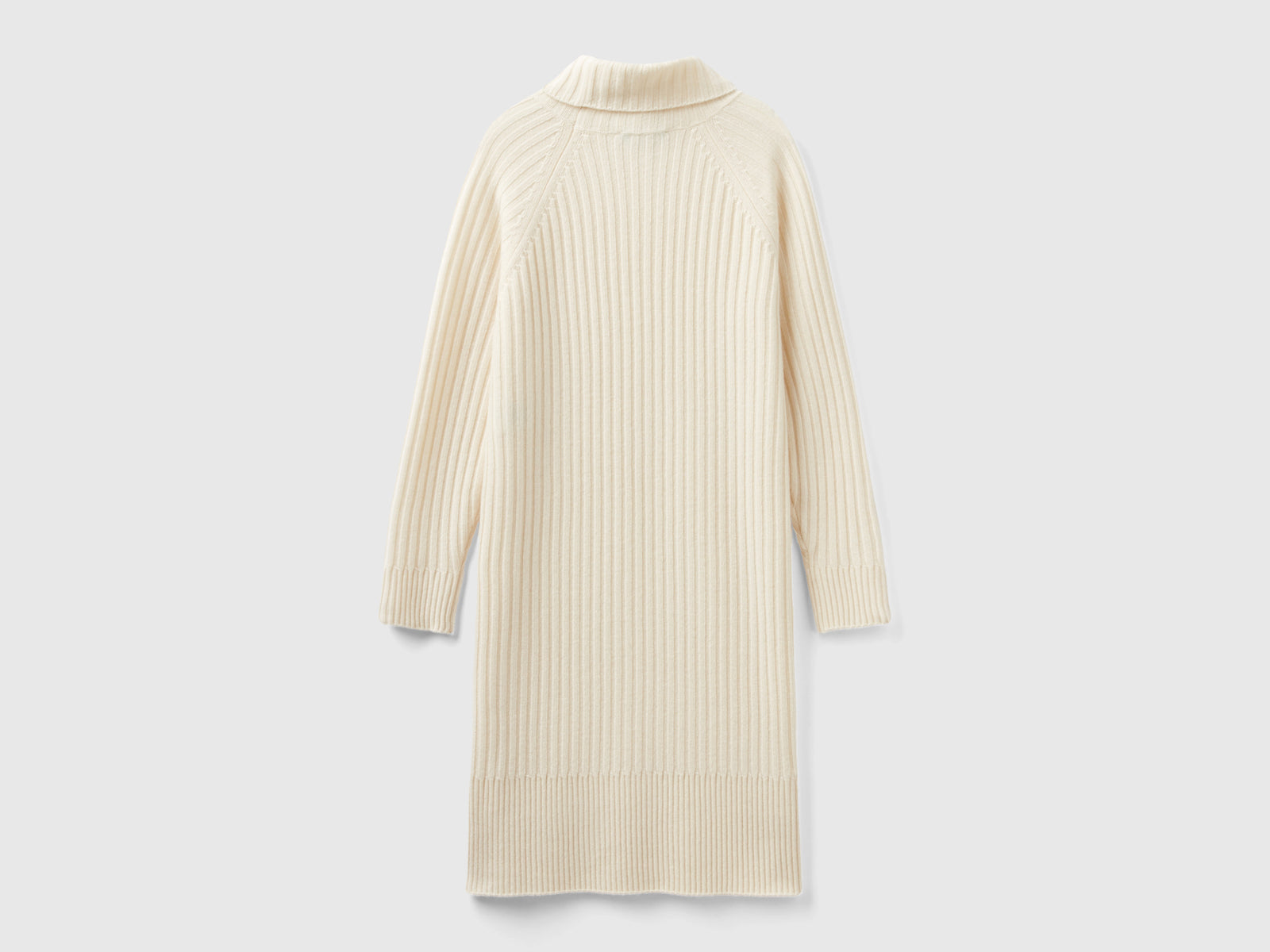 Vestito corto con collo a lupetto da donna bianco panna 2 | Benetton Outlet