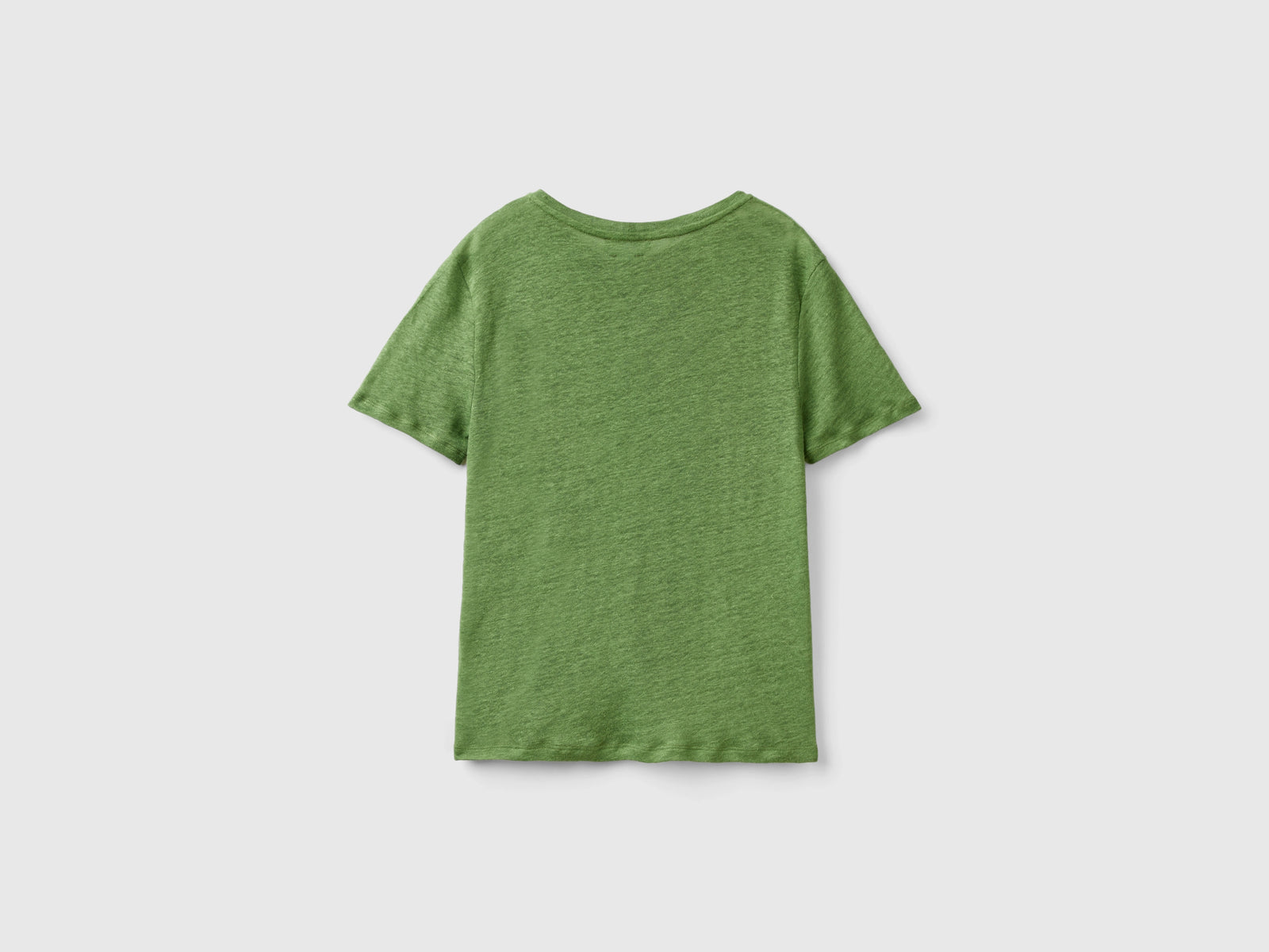 Maglietta girocollo in puro lino da donna verde militare 2 | Benetton Outlet