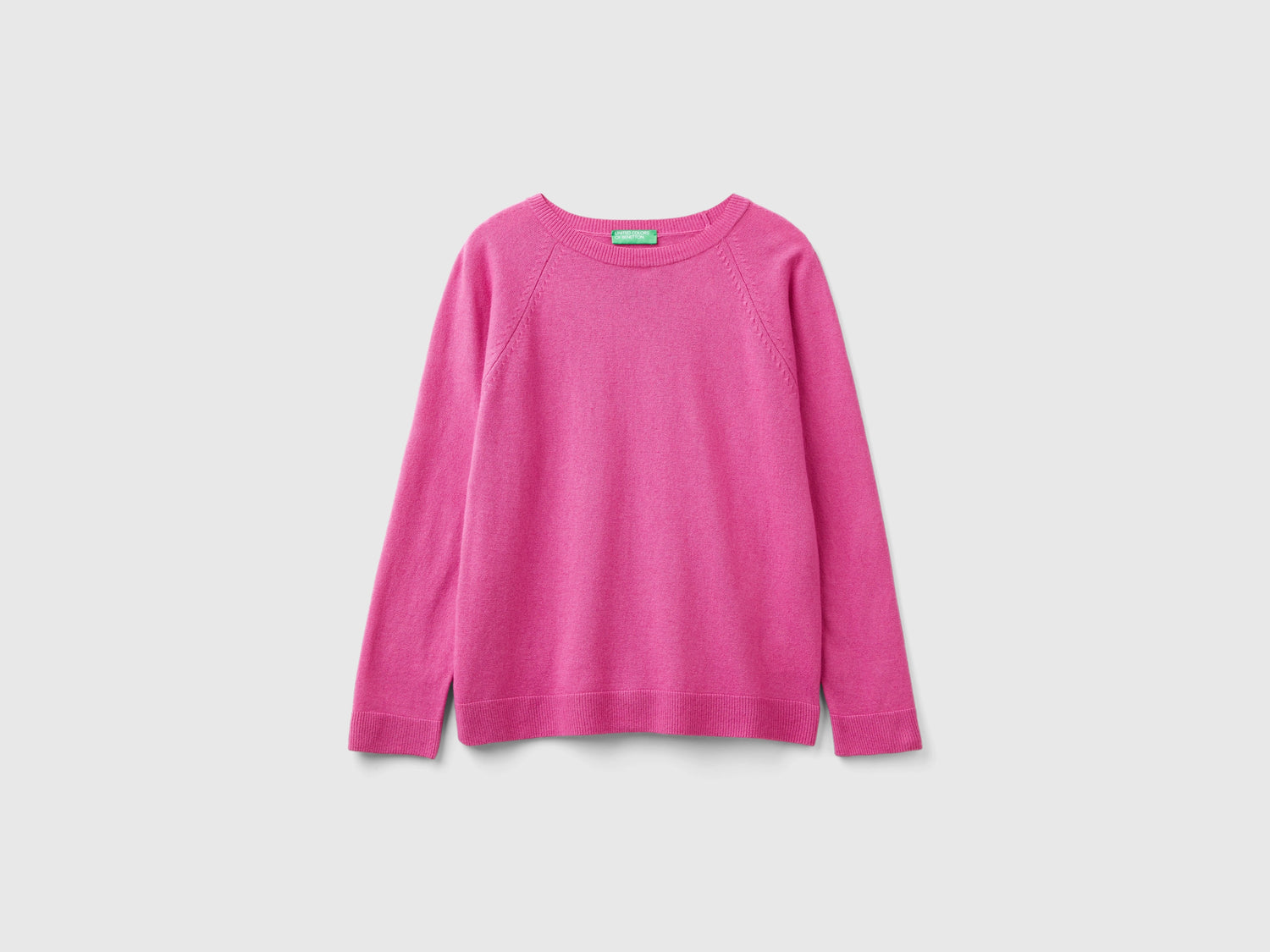 Maglia girocollo in misto lana e cashmere da donna rosa | Benetton Outlet
