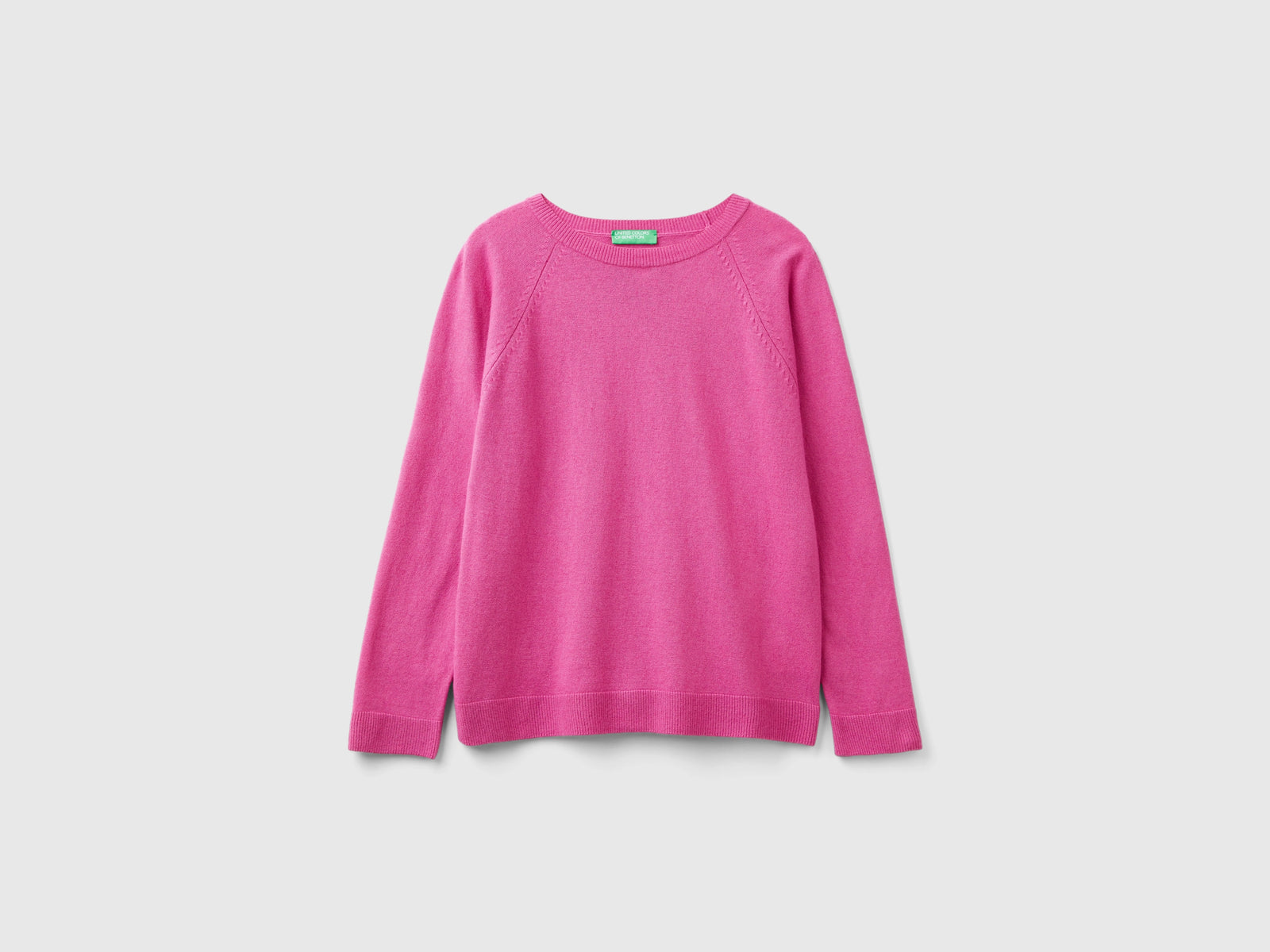 Maglia girocollo in misto lana e cashmere da donna rosa | Benetton Outlet