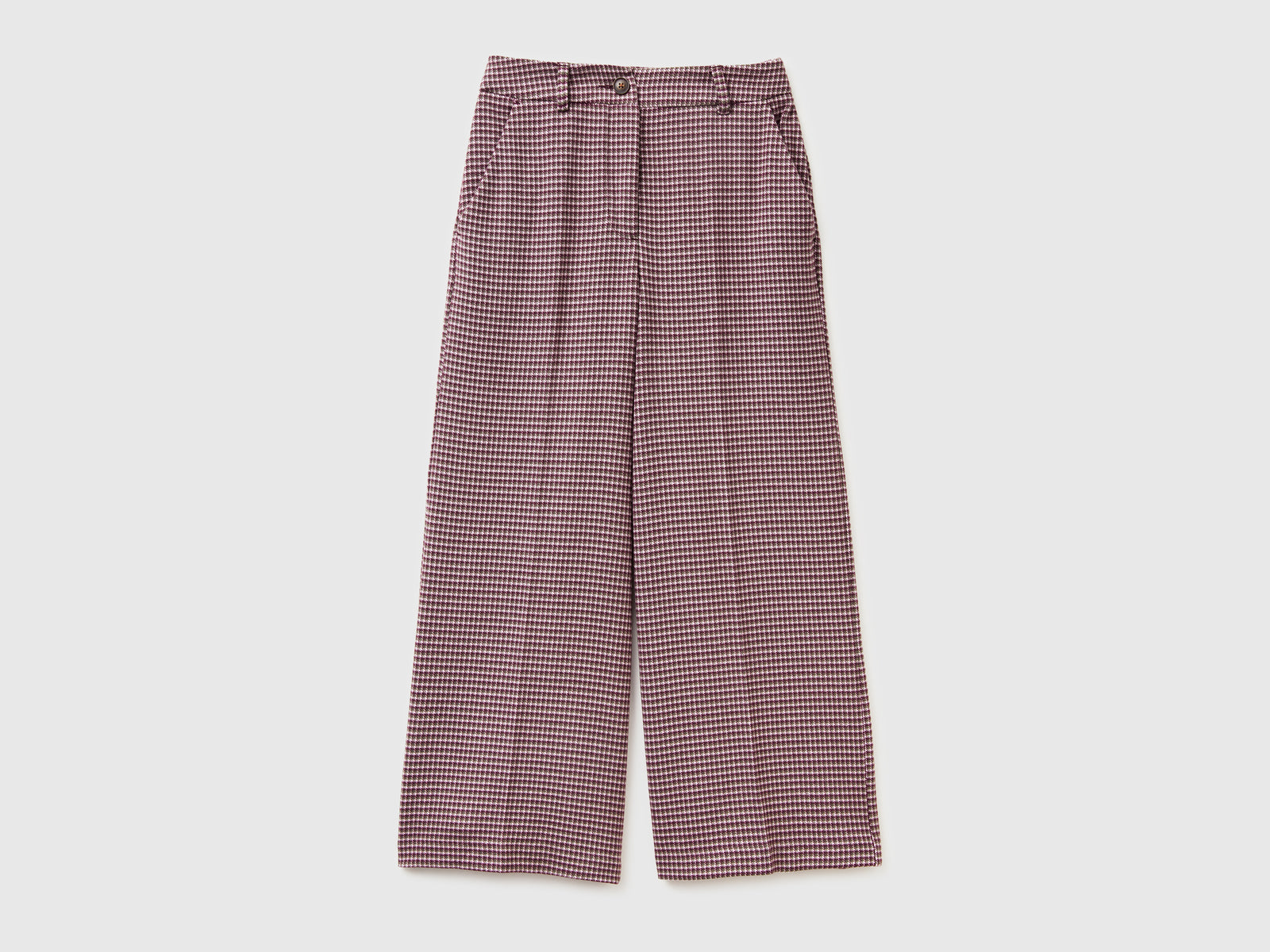 Pantaloni ampi pied de poule da donna rosa | Benetton Outlet