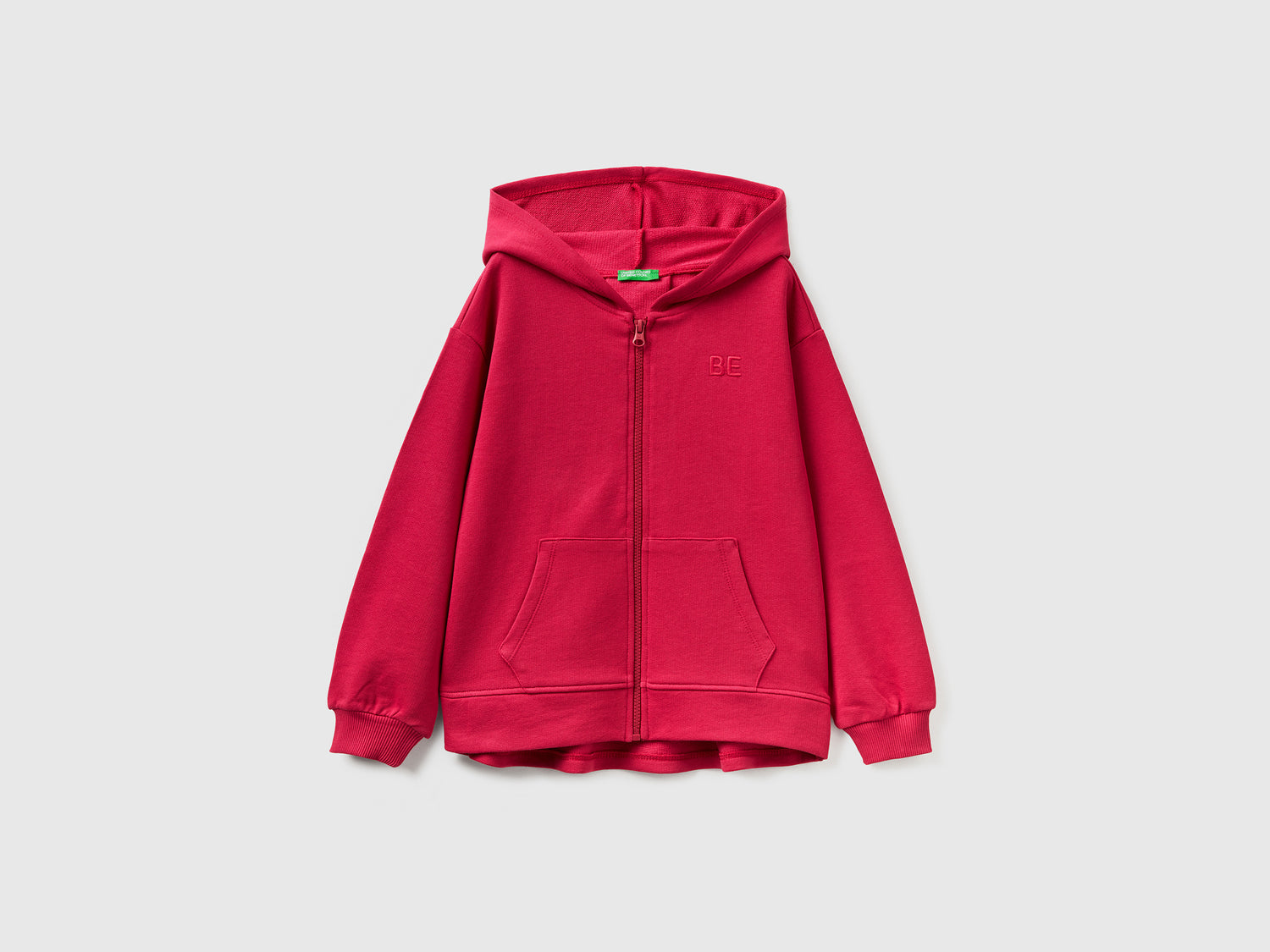 Felpa con zip e ricamo "BE" da bambina ciclamino | Benetton Outlet