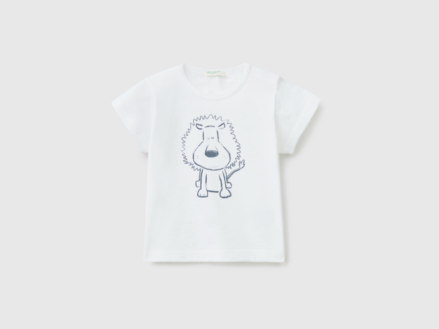 Maglietta girocollo a manica corta in puro cotone da neonato bianco | Benetton Outlet