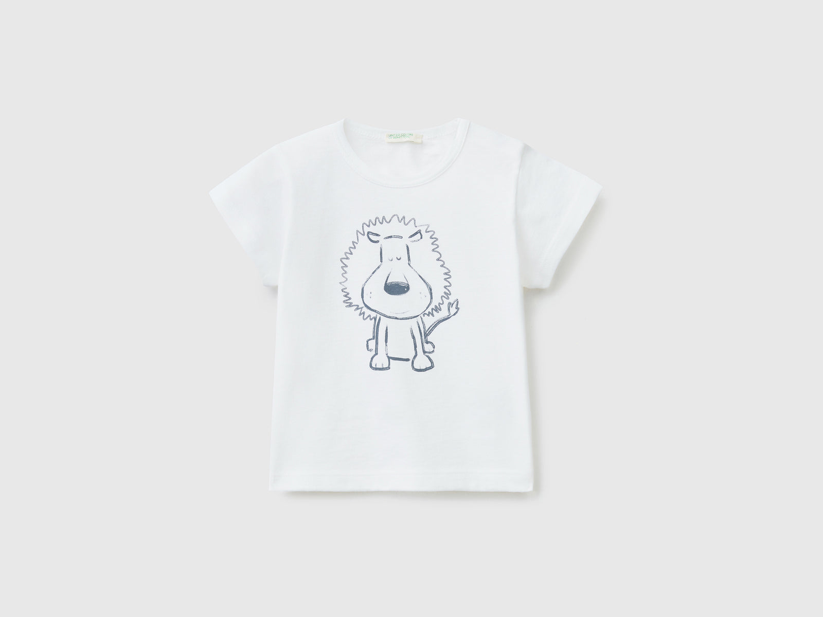 Maglietta girocollo a manica corta in puro cotone da neonato bianco | Benetton Outlet
