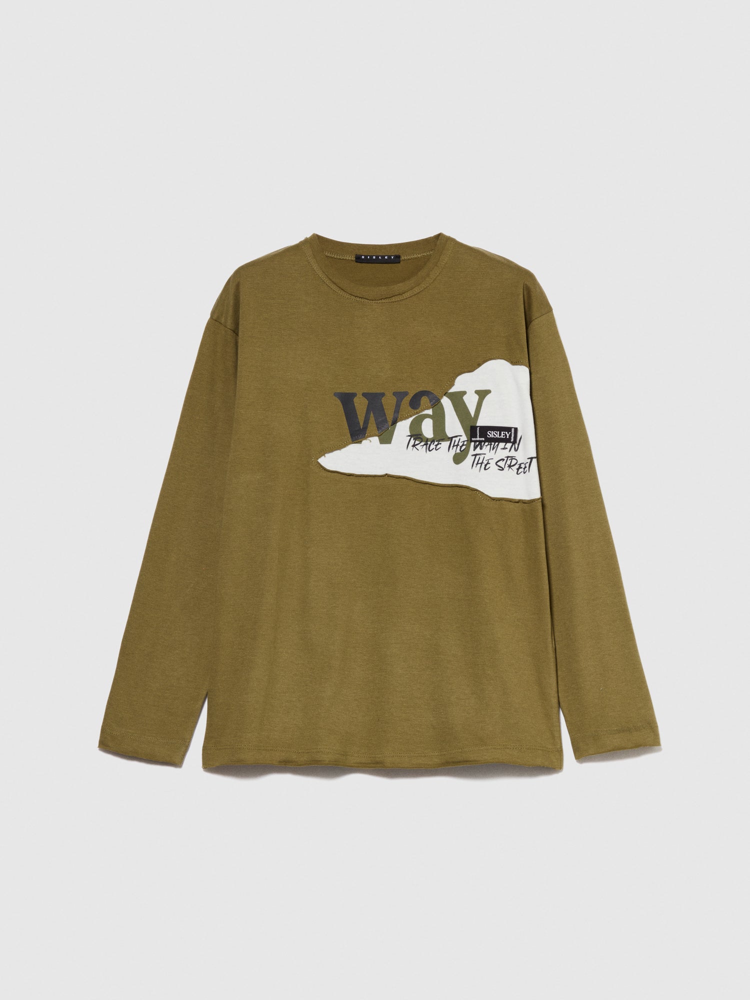 T-shirt color block con stampa da bambino verde militare | Sisley young Outlet