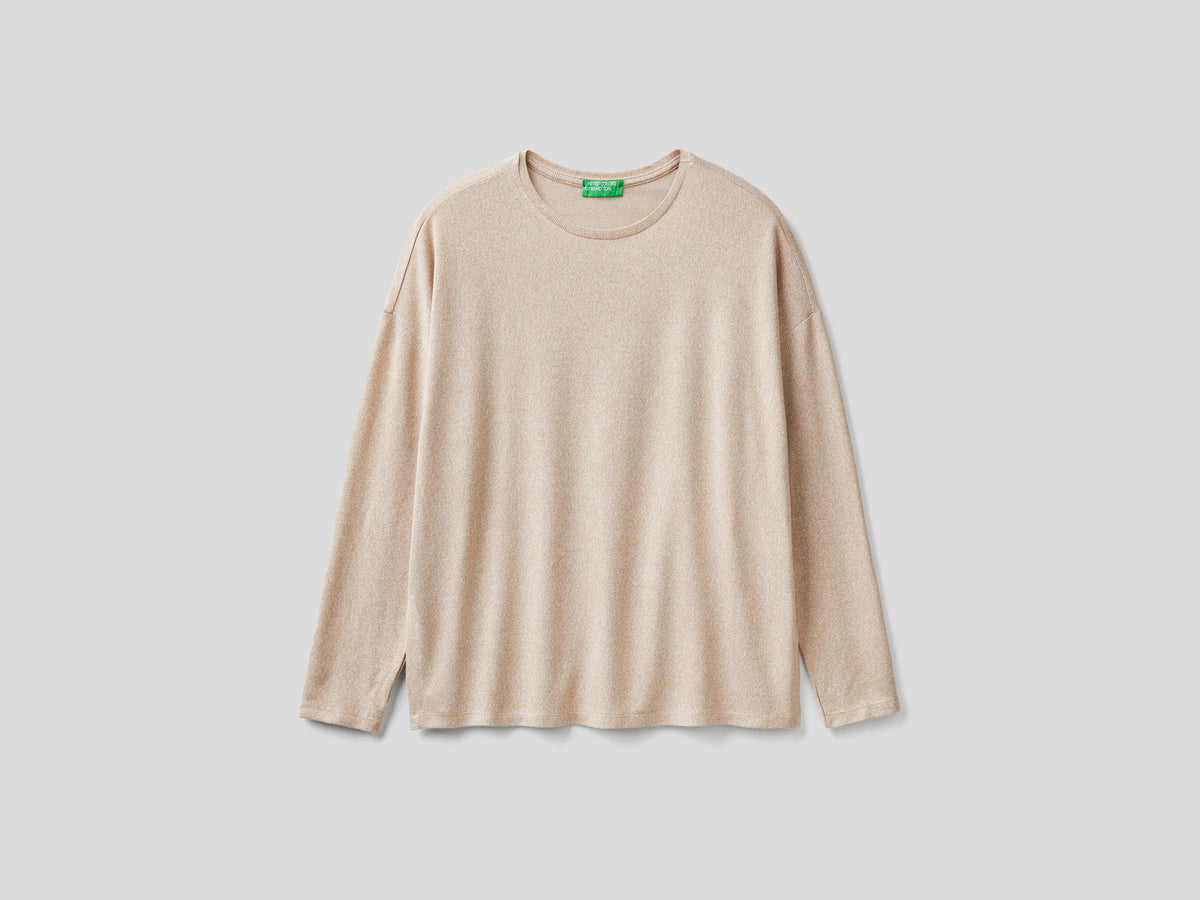 T-shirt manica lunga in viscosa stretch